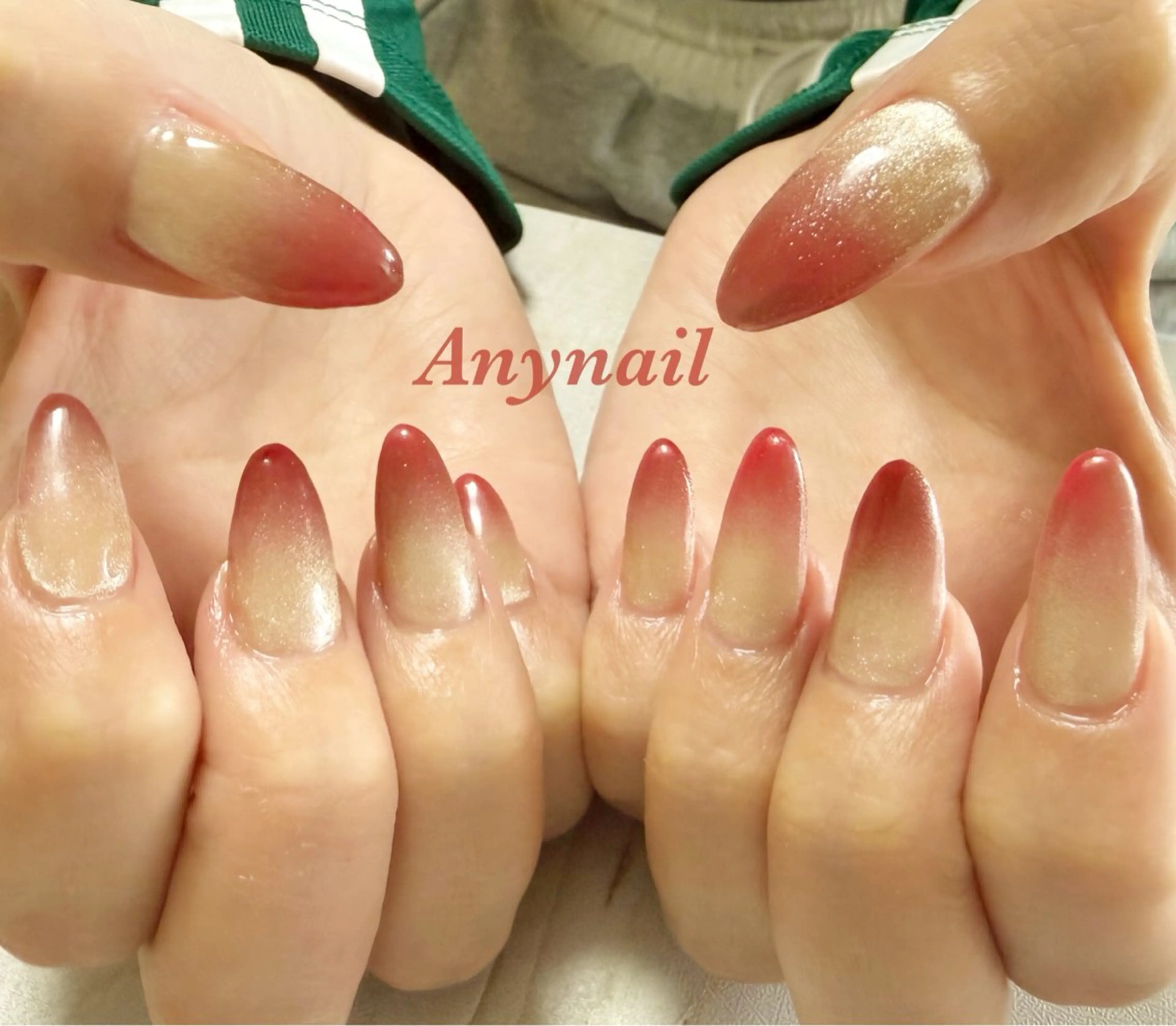 ネイル ブルー ゴールド グラデーション マグネットネイル 赤色 岩澤 恵子のネイルデザイン