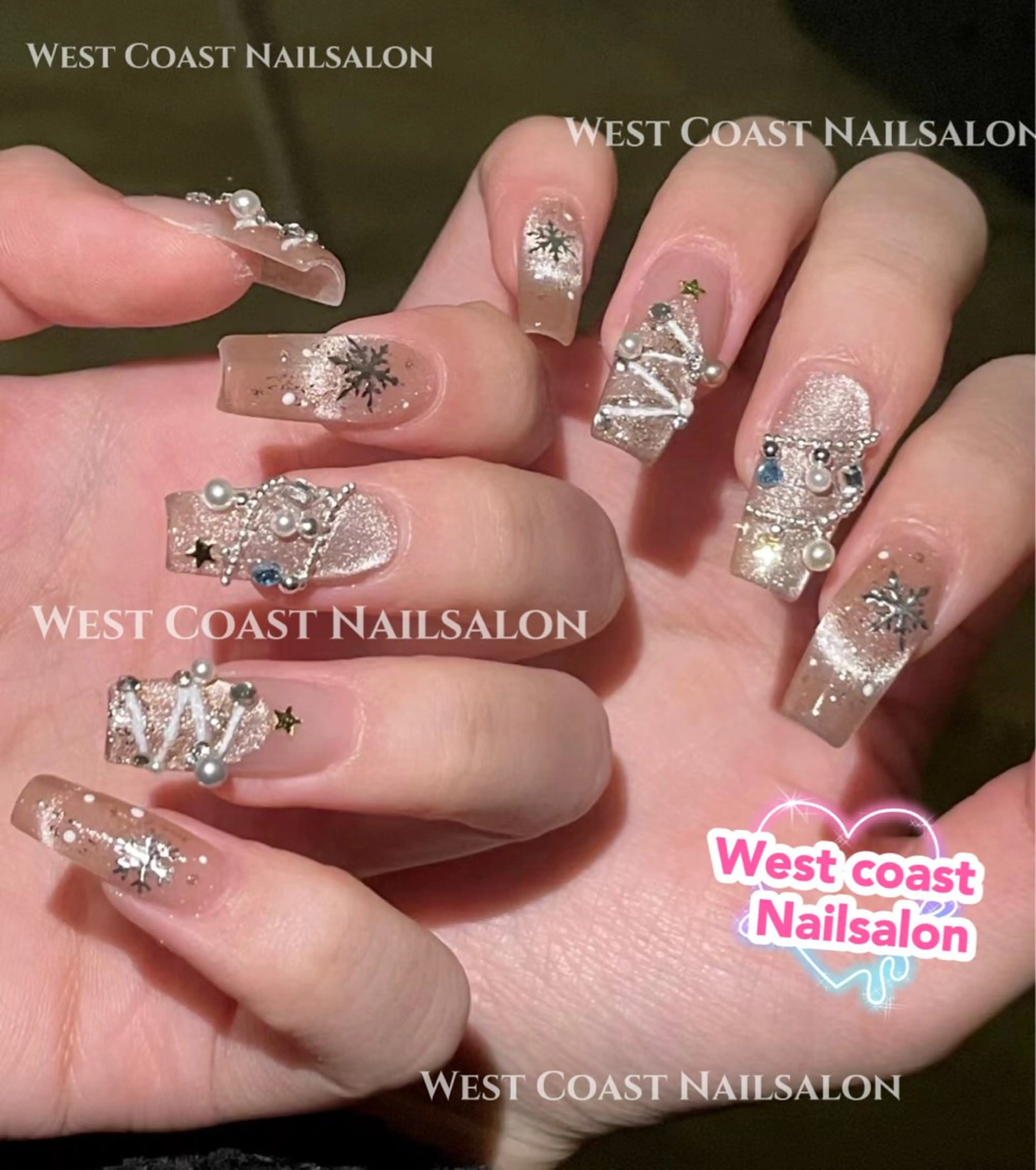 ネイル リボン、ガーリー パーツ放題専門店のネイルデザイン