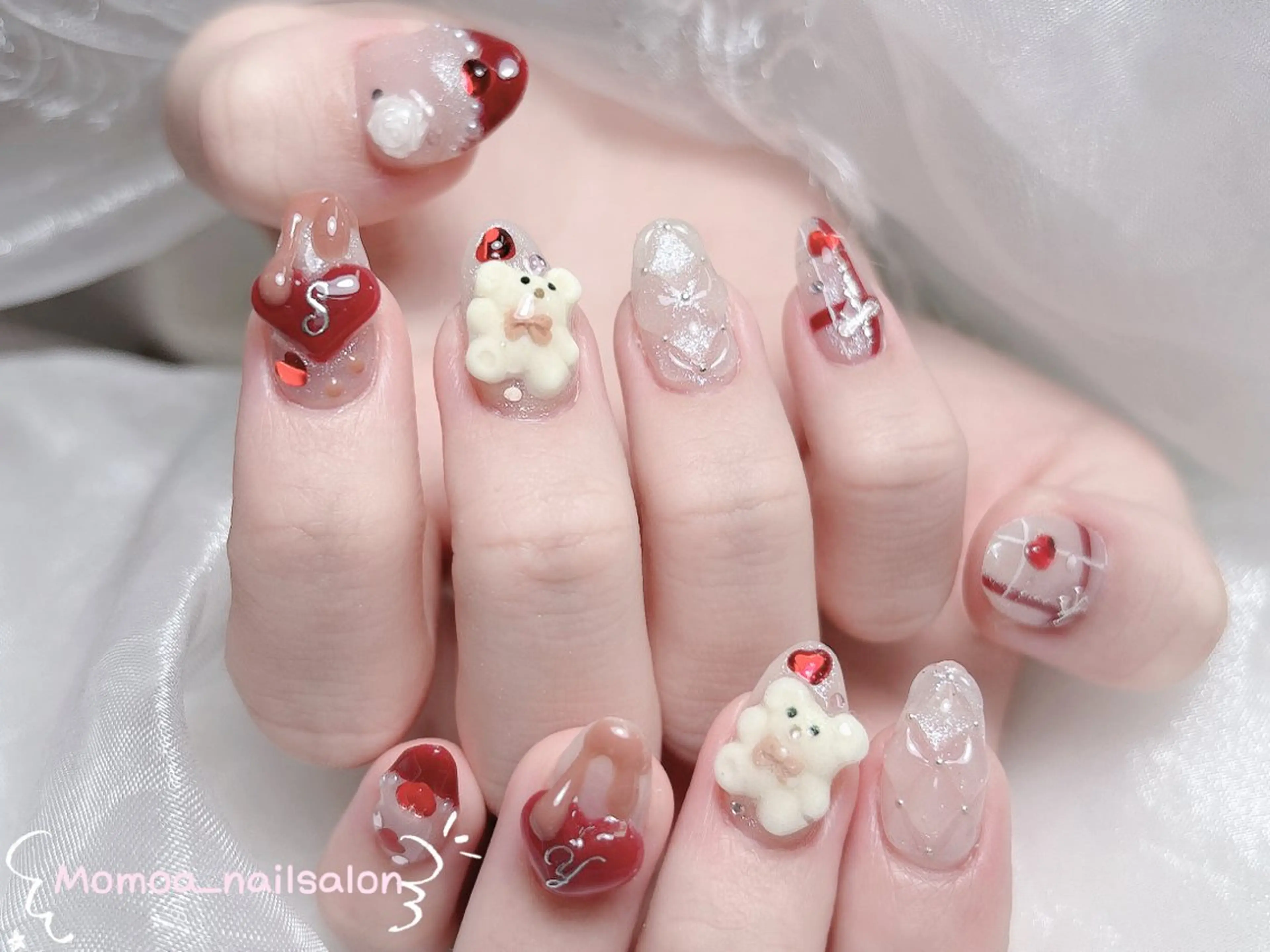 ネイル 成人式 ロングネイル マグネットネイル 大理石ネイル(マーブル) 持ち込み ハンドネイル MoMoA Nail ネイル長さ出し専門店のネイルデザイン