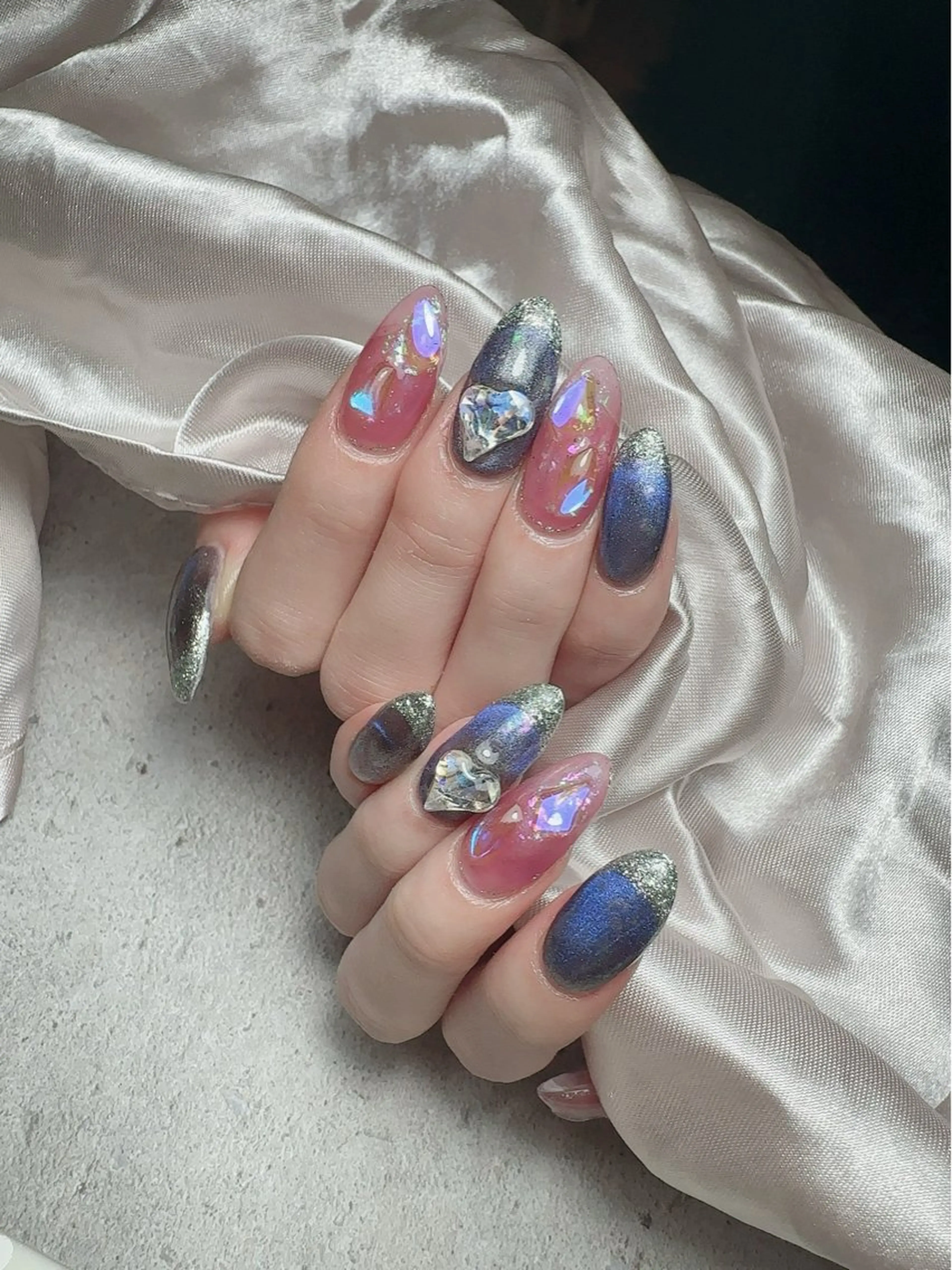 ネイル アートネイル 入学式 ハート マグネットネイル 持ち込み ハンドネイル nail salon    Mimiy..所属・Nailsalon Mimiy..♡のネイルデザイン