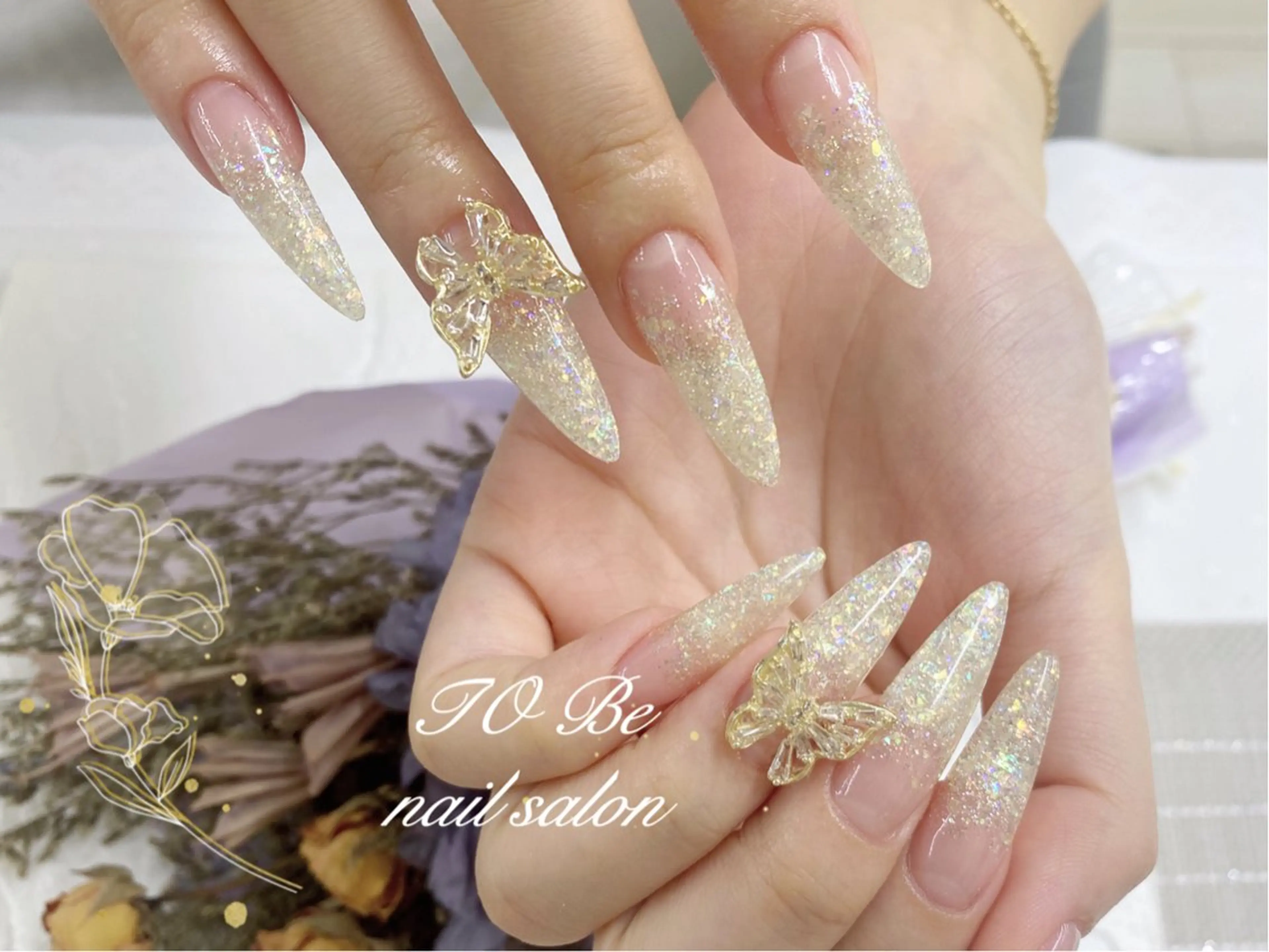 【アクリルスカルプ】ワンカラー/グラデー/ホロ/ラメ☆の写真