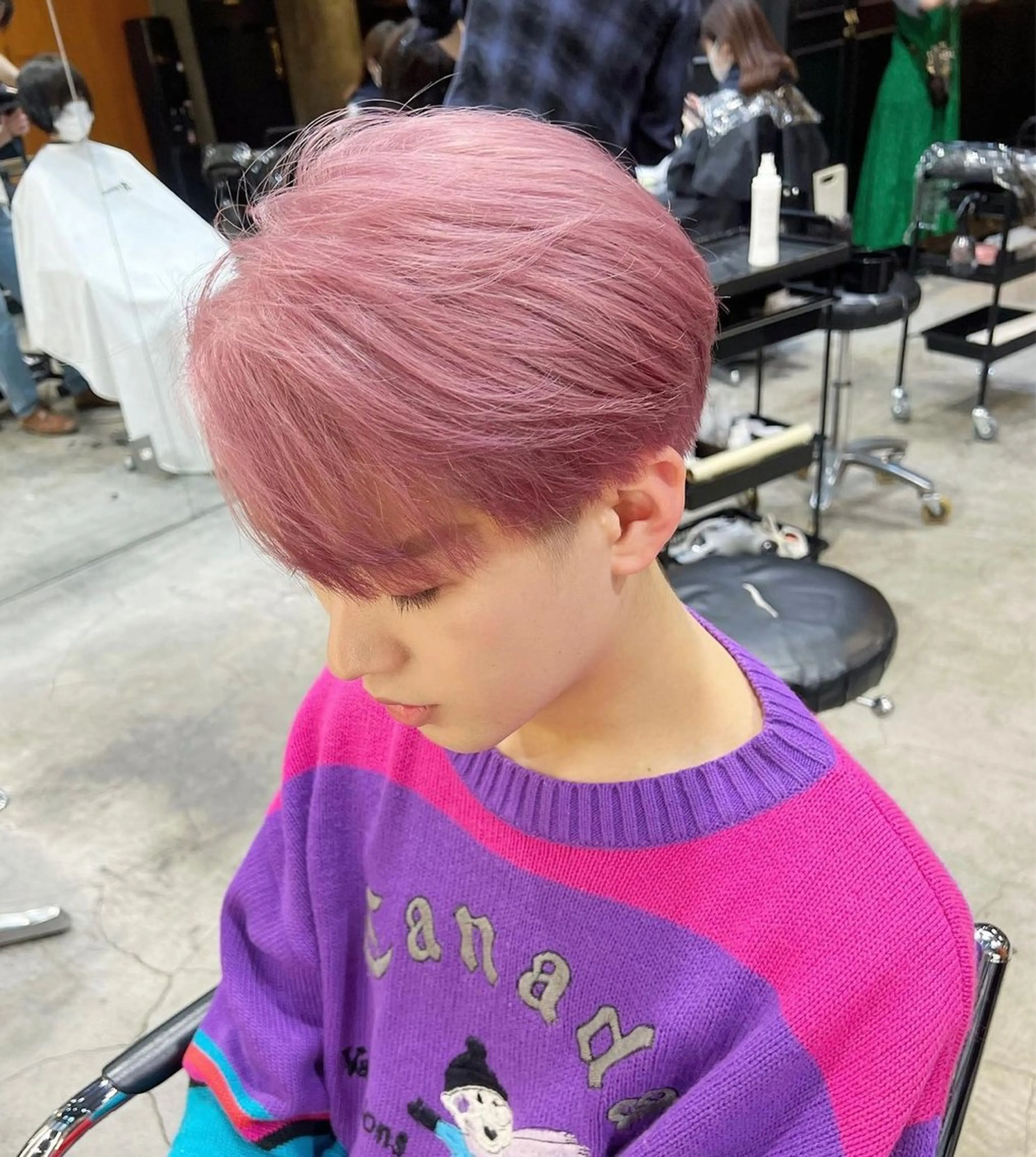 カラー メンズ センターパート メンズハイトーン メンズ韓国風 ベージュカラー ハイトーンカラー ヘアカラー GO TODAY 原宿本店所属・🎁曲がる縮毛矯正 /DAIKIのヘアスタイル