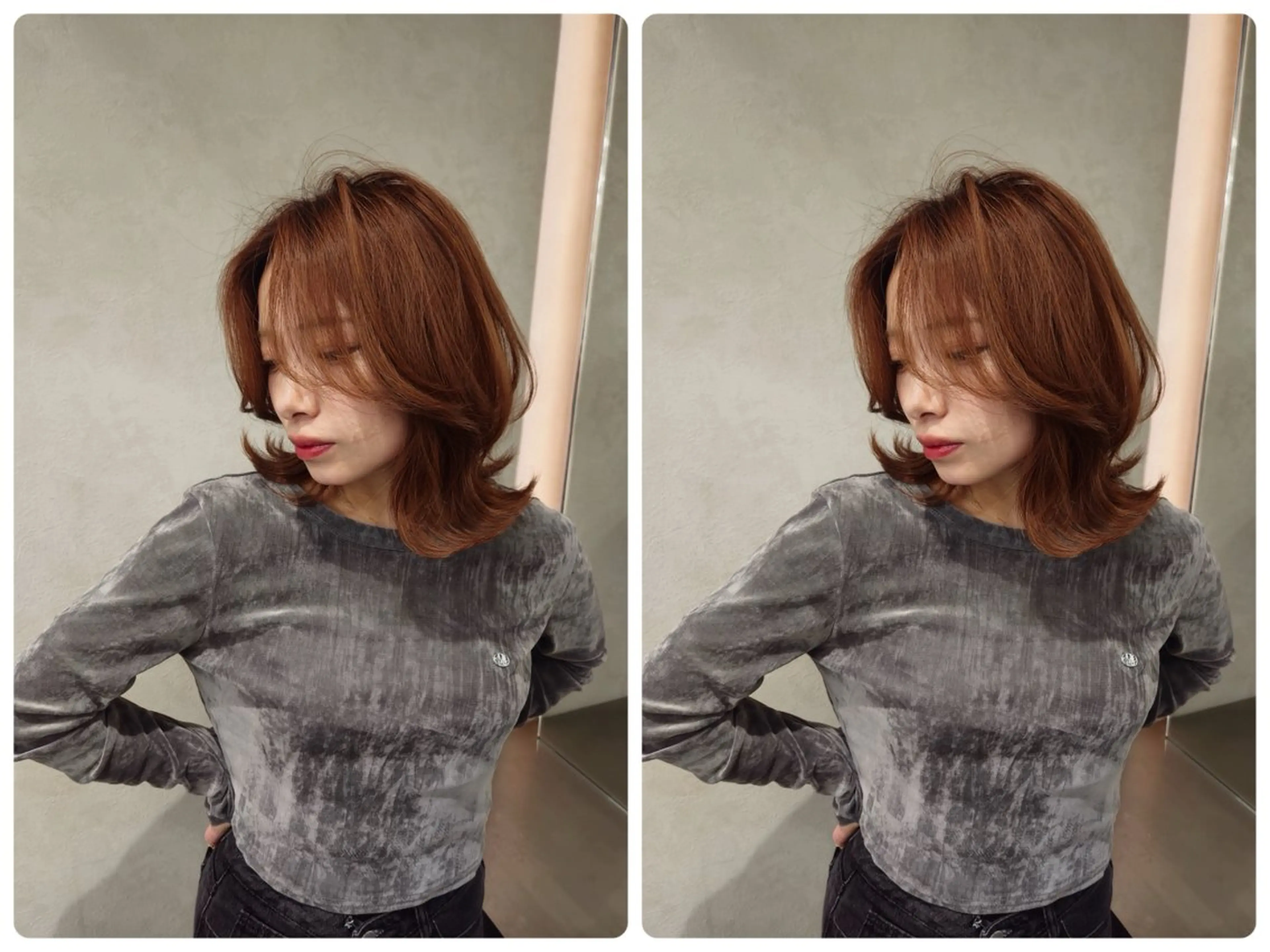 ミディアム カラー ミディアムレイヤー くびれヘア 顔まわりレイヤー 顔周りカット レイヤーカット カット ヘアカラー トリートメント ✨韓国レイヤー/ハッ シュ/✨山下　遥のヘアスタイル