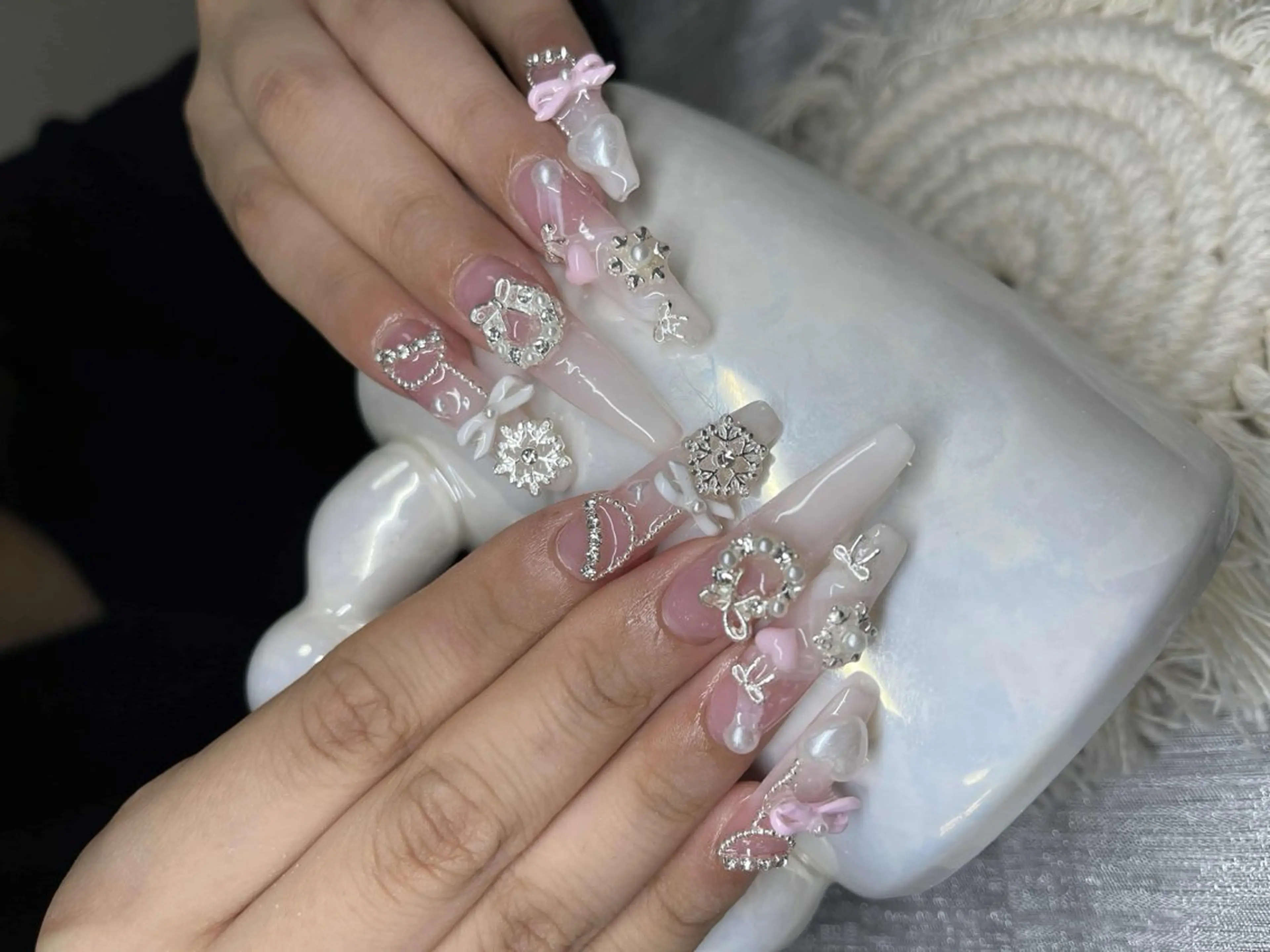 ネイル オーロラネイル チークネイル 長さ出し フットネイル フレンチネイル Lee Nails チップ長さだし専門店のネイルデザイン