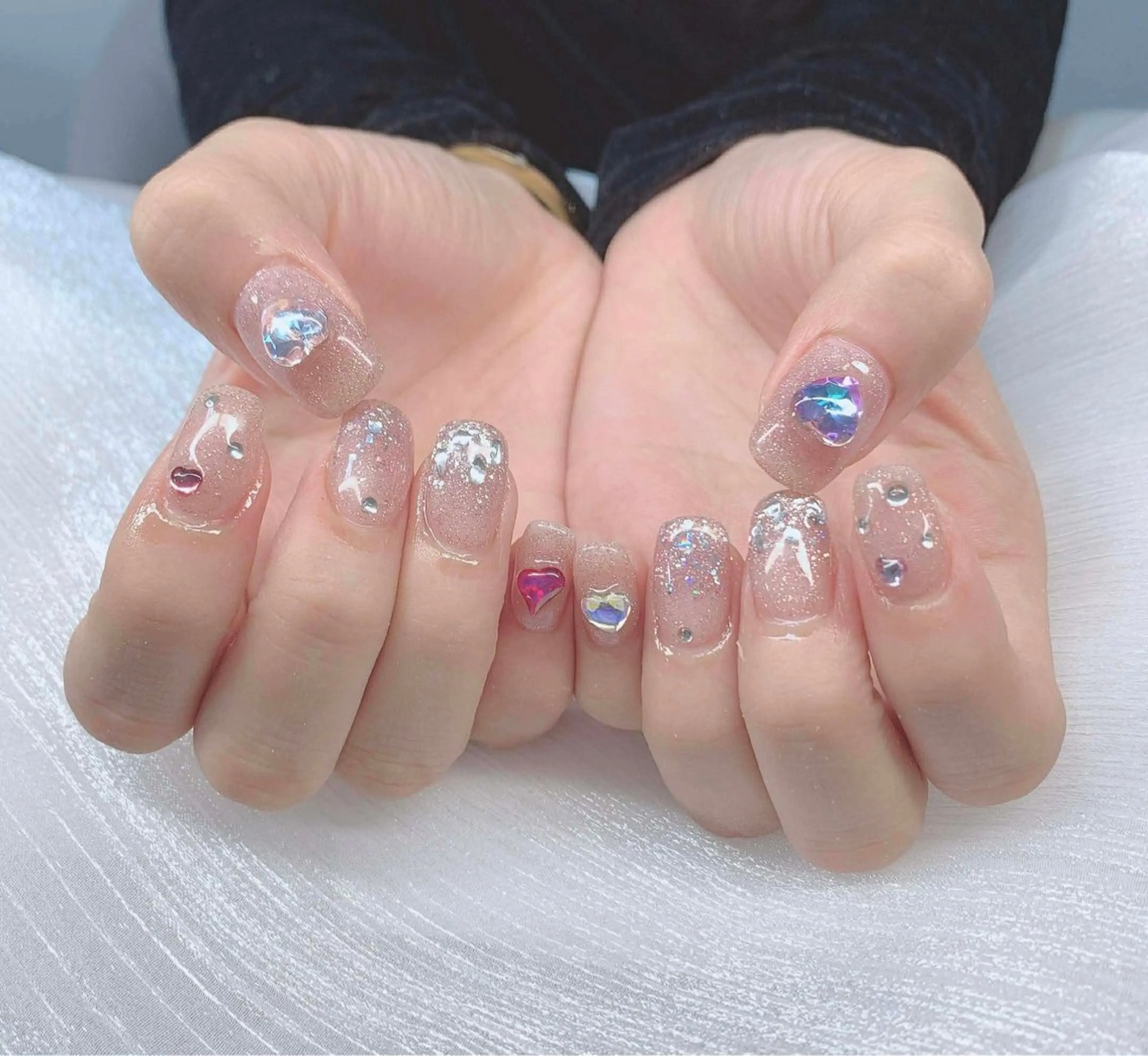 ネイル チークネイル 長さ出し ジェルネイル 韓国ネイル マグネットネイル ハンドネイル アン ナのネイルデザイン