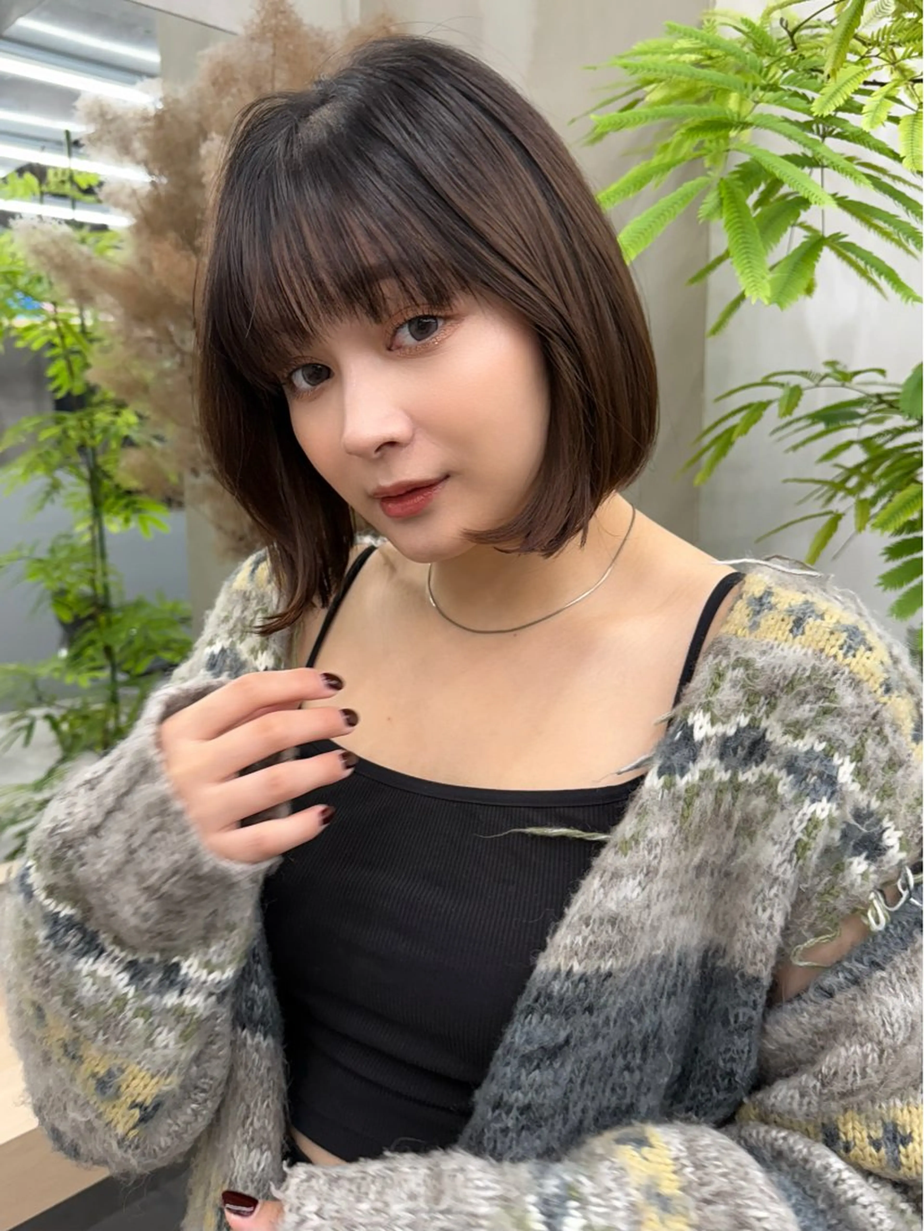 ミディアム カット ヘアカラー 髪質改善/美髪矯正/ 小顔ボブNANAのヘアスタイル