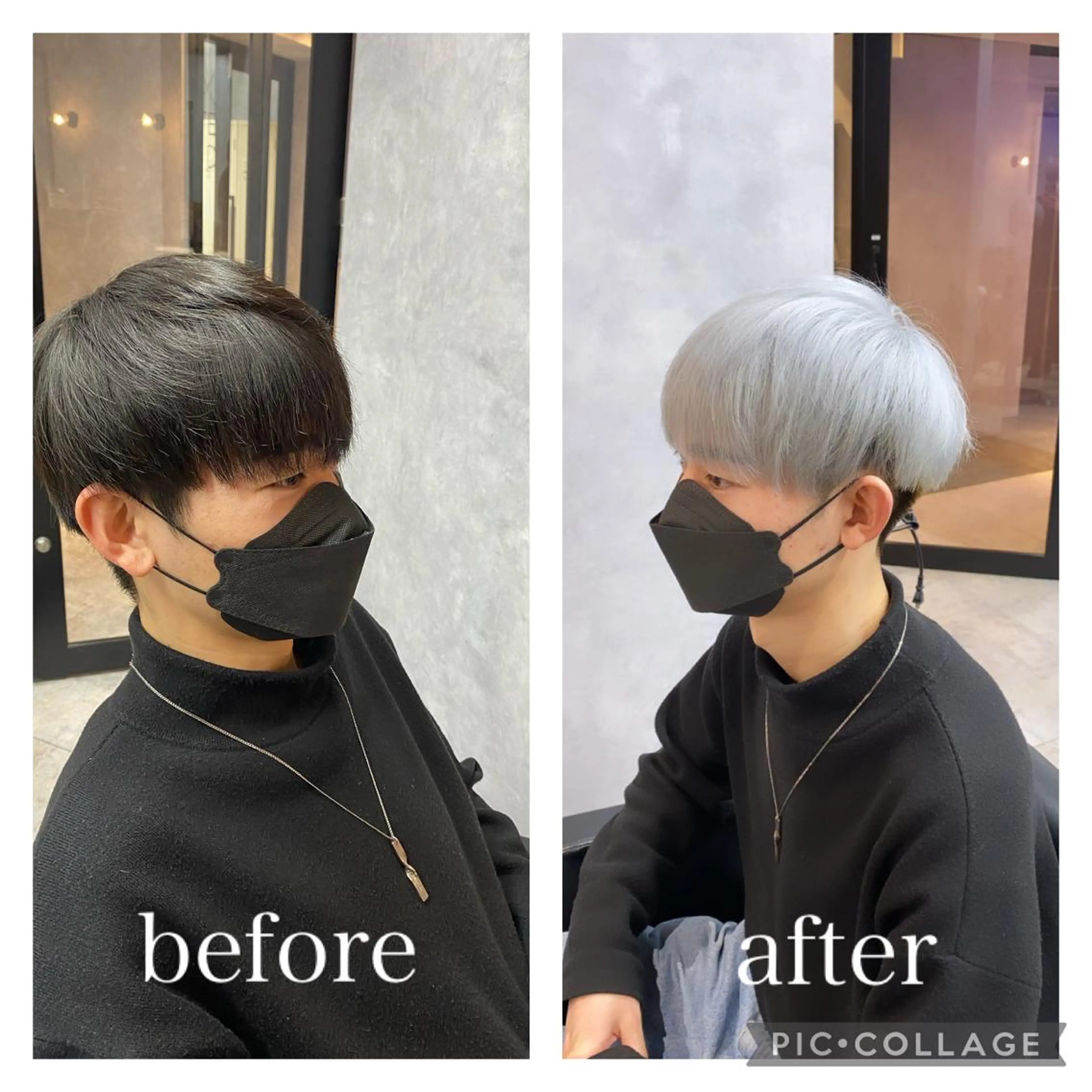 ショート カラー メンズ メンズブリーチ 黒髪 ブリーチ シルバー ツイストスパイラル/ メンズ特化/中川誠也のヘアスタイル