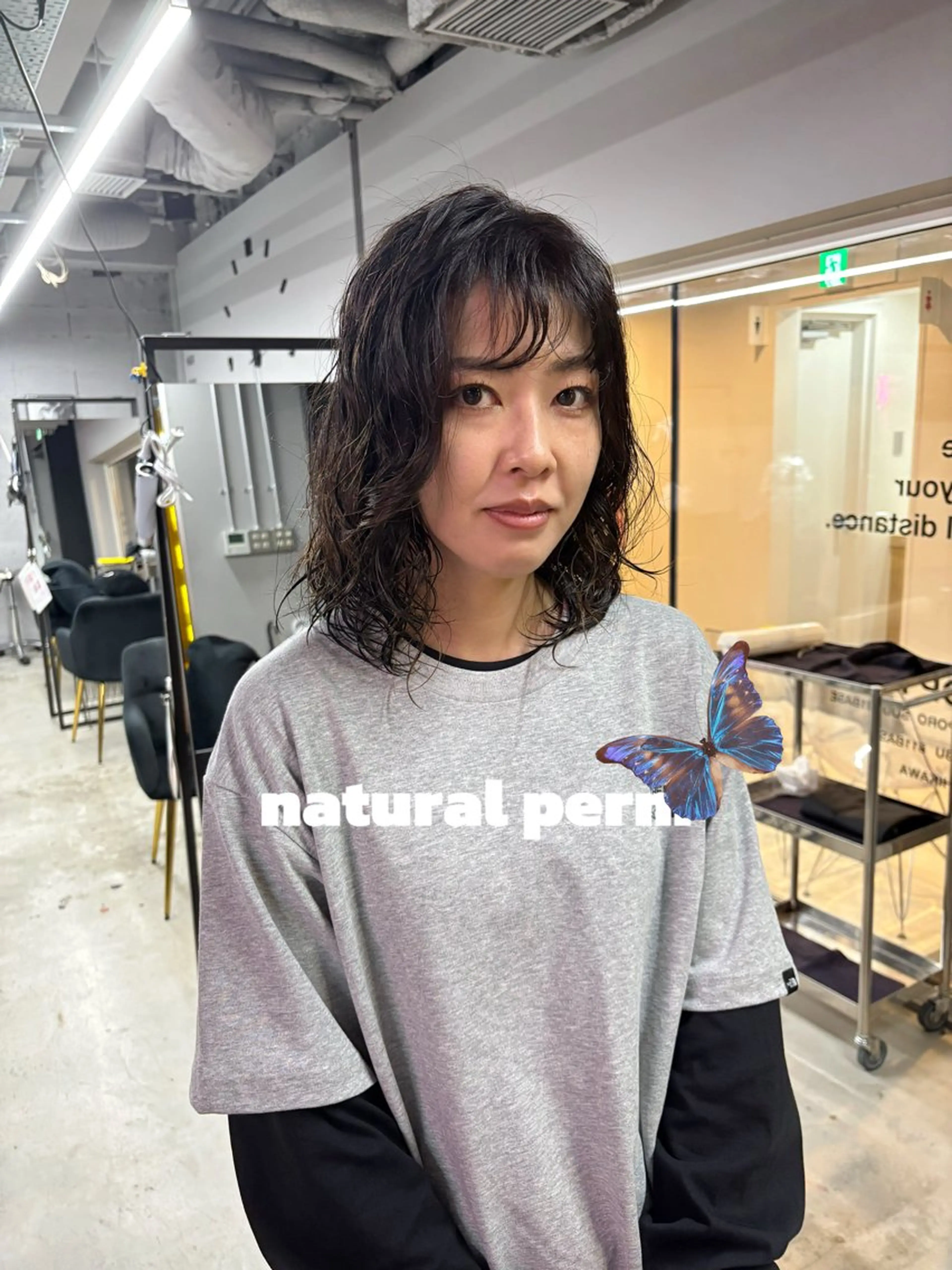 ミディアム パーマ ミディアムパーマ レイヤーカット パーマ 札幌パーマ レイヤー/後藤海音のヘアスタイル