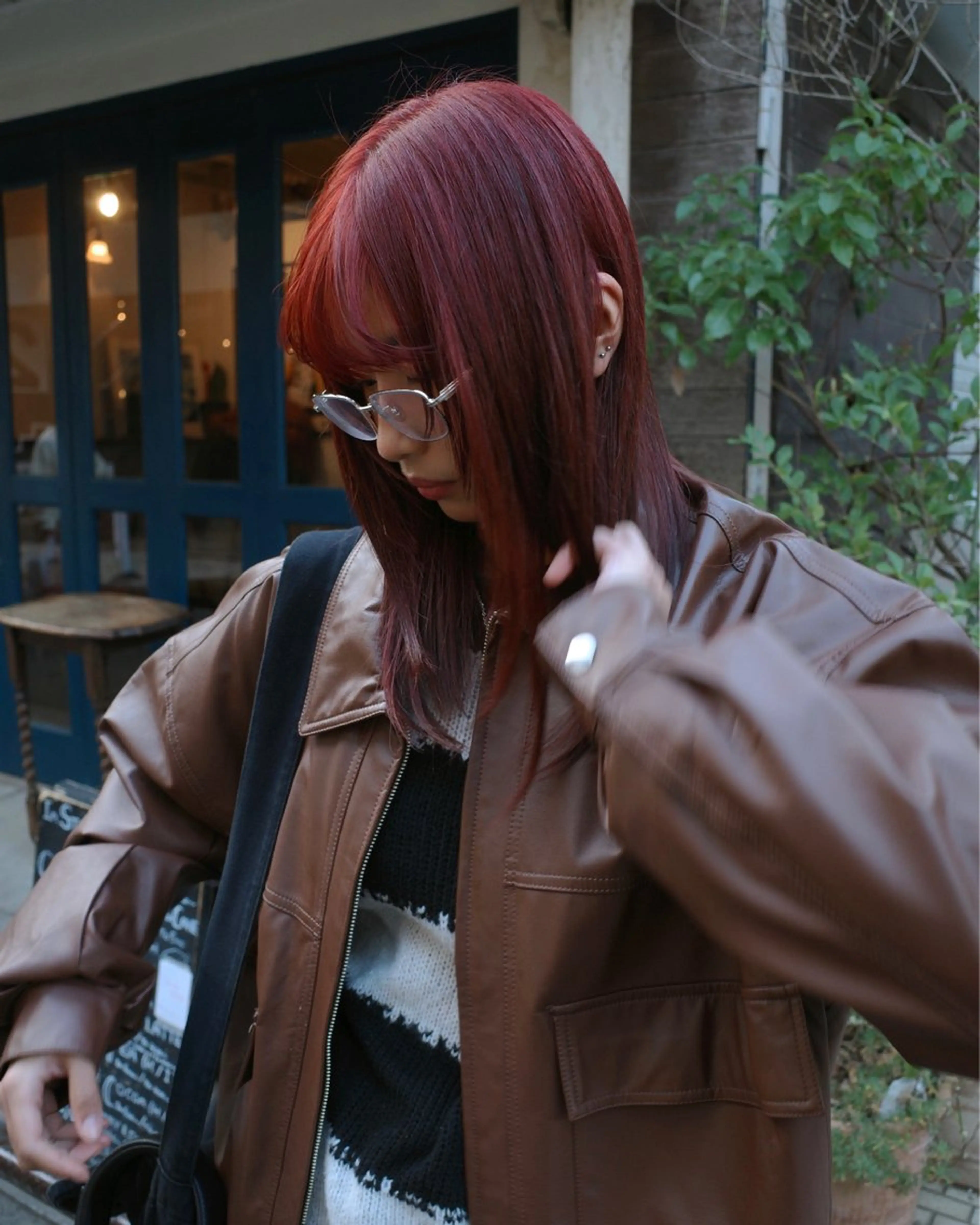 カット＋ブリーチなしダブルカラー 『オリーブ ブリーチなし オレンジ レッドカラー カラーモデル 』の写真