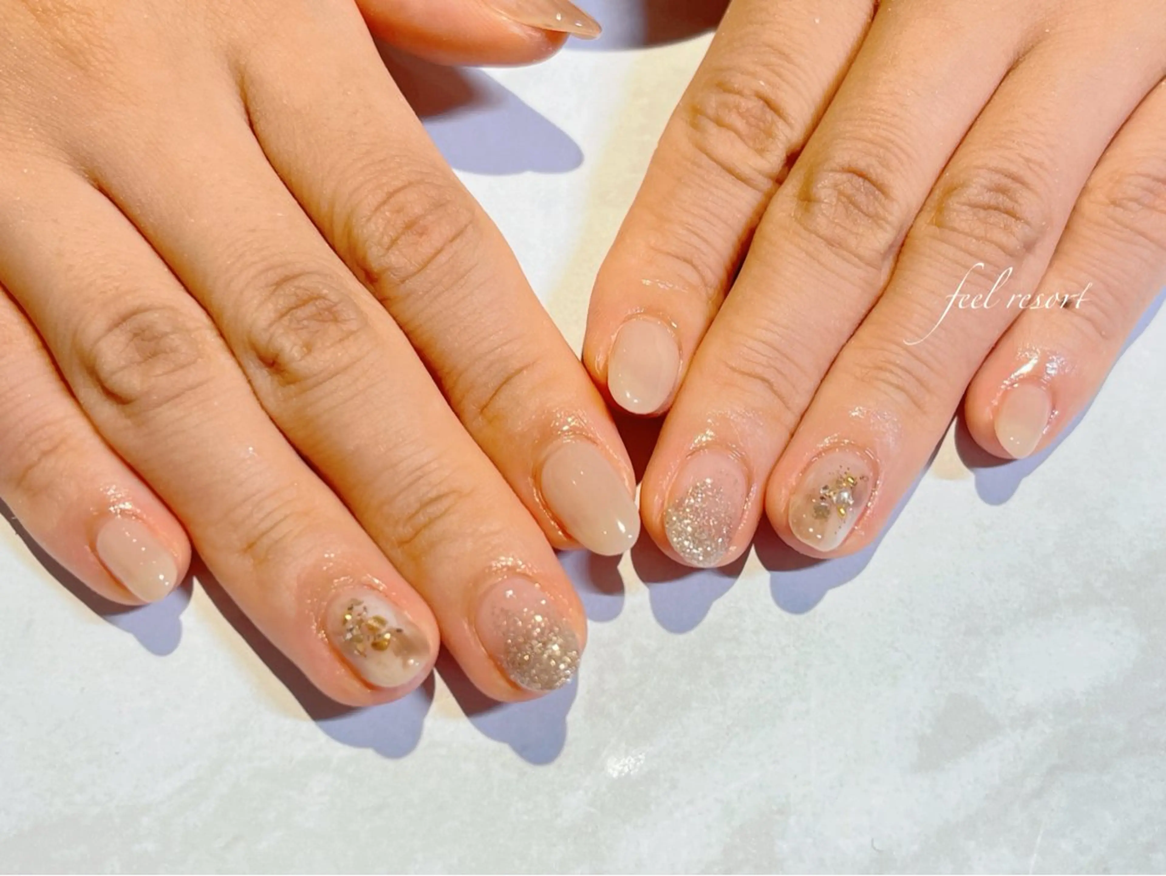 ネイル 長さ出し フットネイル フレンチネイル ジェルネイル ガラスフレンチ ハンドネイル Lien（リアン） 銀座駅6分のネイルデザイン