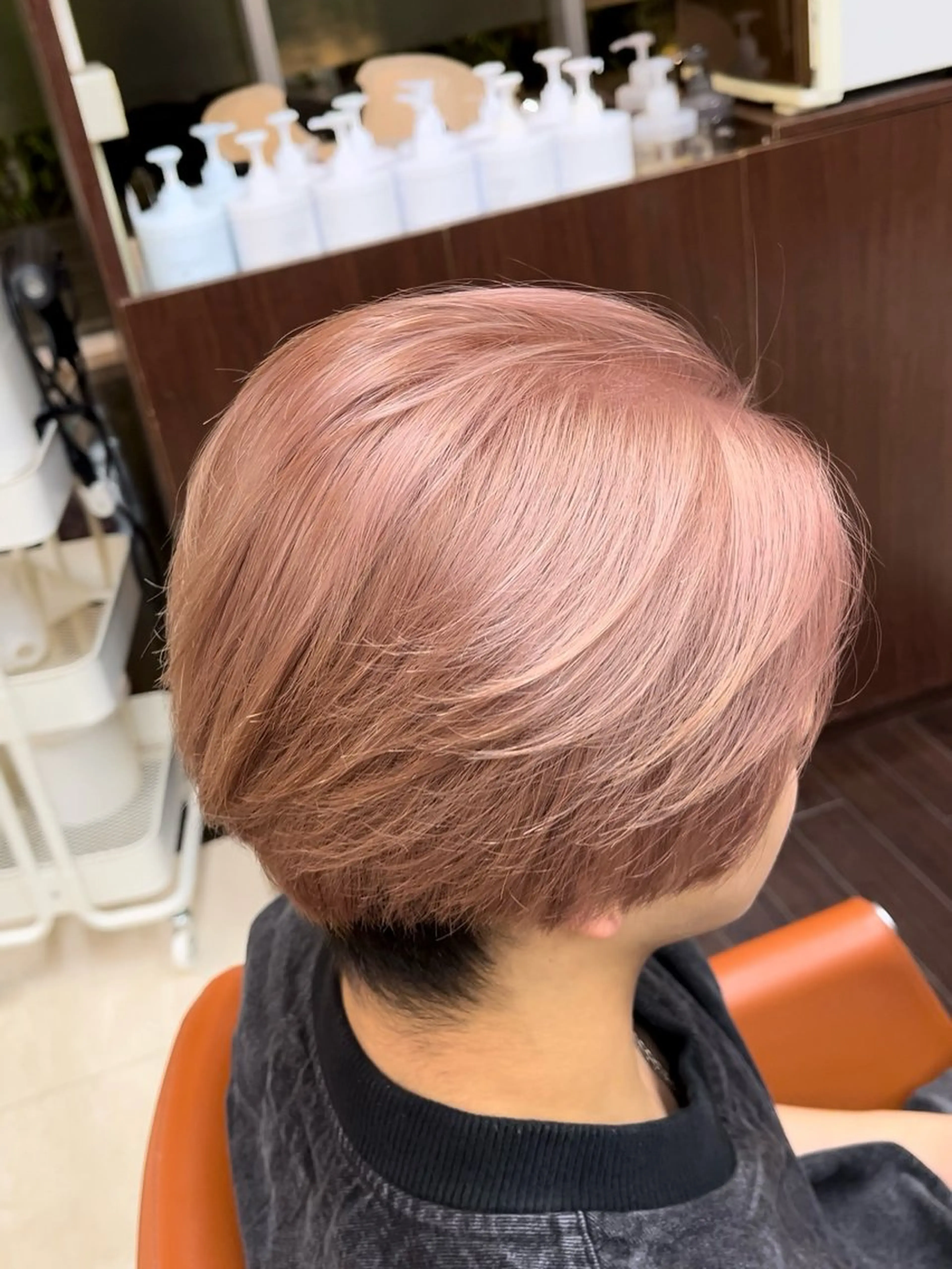 ショート カラー メンズ ベージュカラー ダブルカラー ピンクカラー ピンクベージュ AROH  men's cut&men's perm 船橋店所属・🧊メンズ特化🧊 高木航希のヘアスタイル