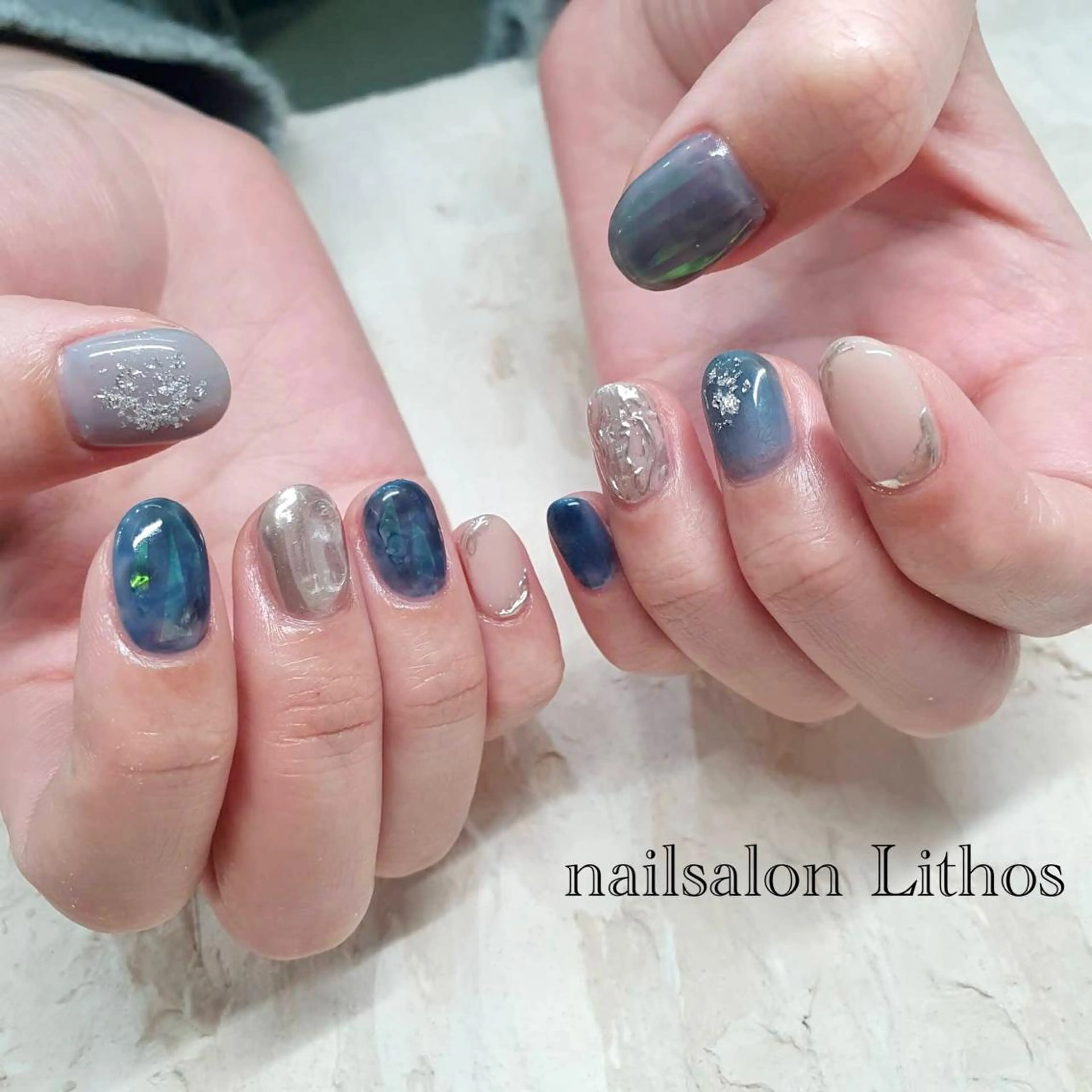 ネイル 氷ネイル・うるうるネイル ハンドネイル nailsalon Lithos所属・nailsalon Recontreのネイルデザイン