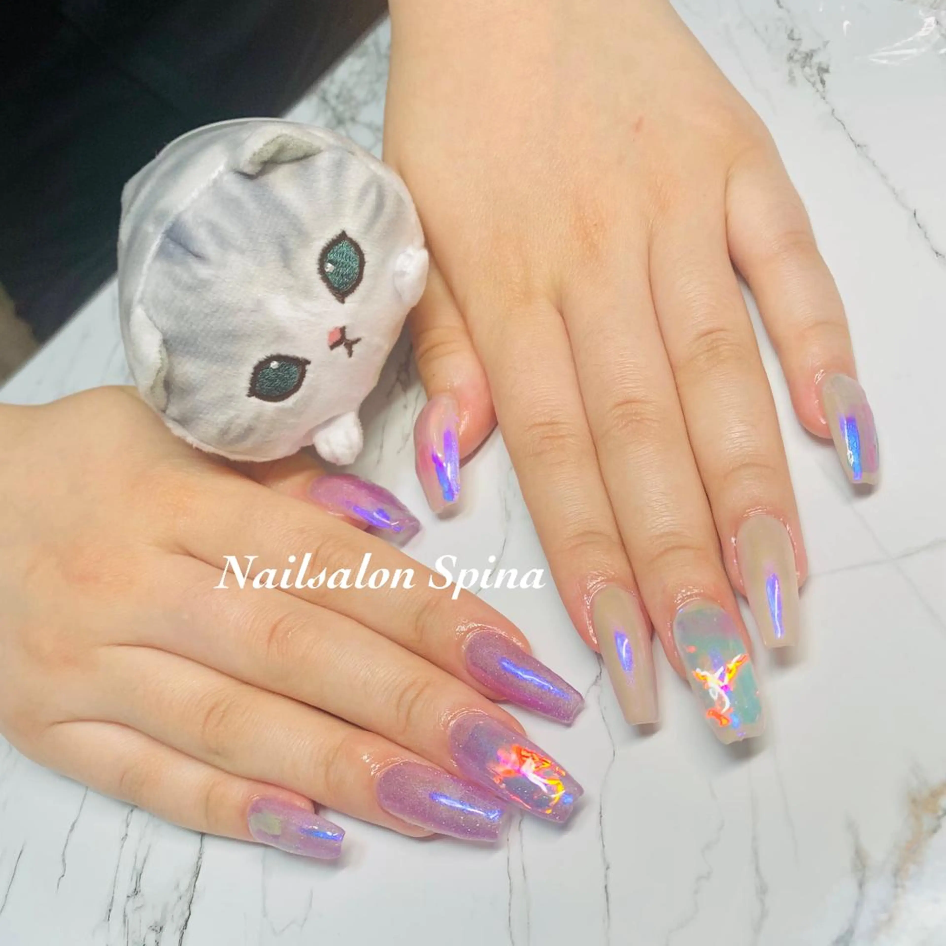 ネイル ジェルネイル 氷ネイル・うるうるネイル ロングネイル パラジェル スカルプネイル Nailsalon Spina 琴美のネイルデザイン