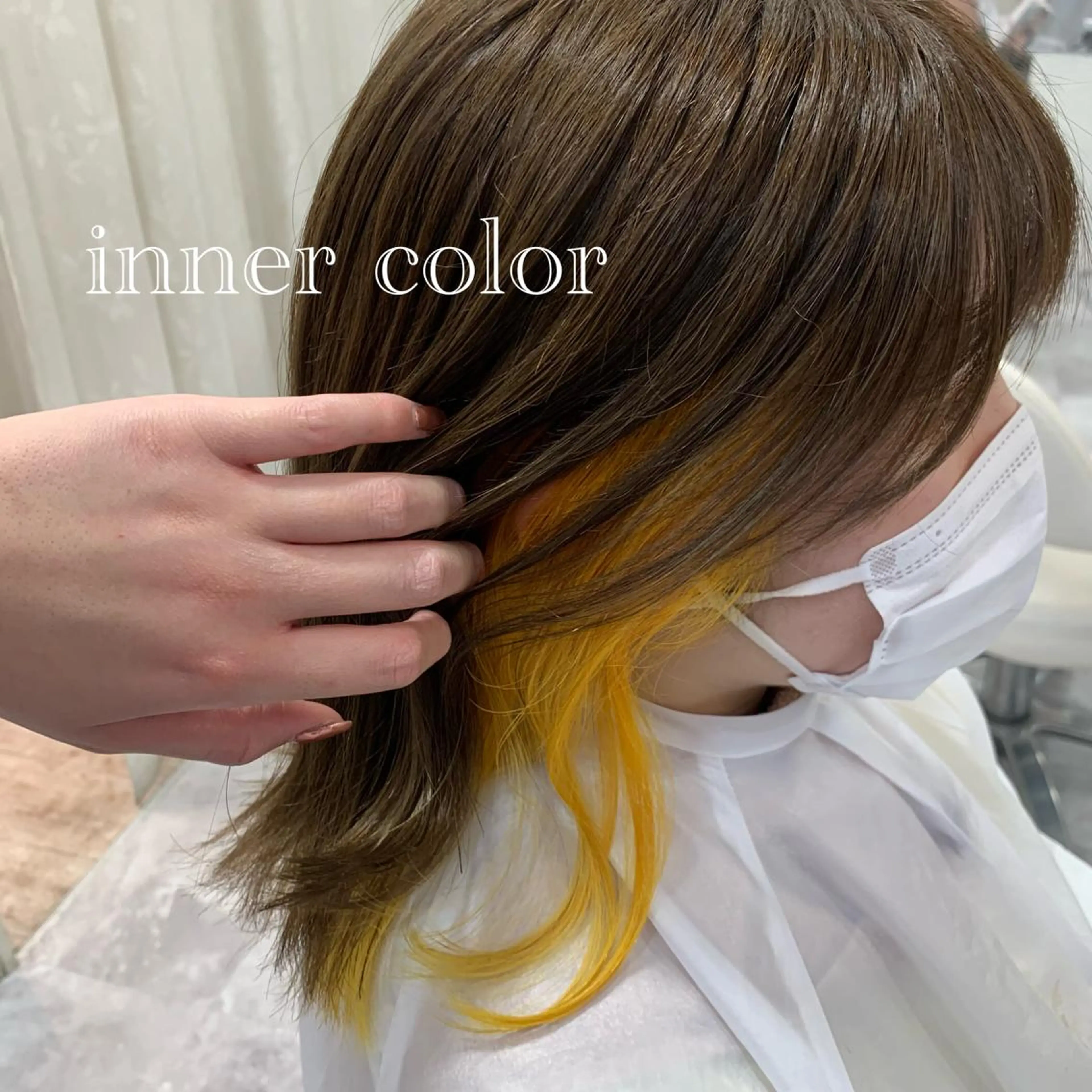 セミロング カラー ヘアアレンジ イエローカラー 池本 梨奈のヘアスタイル