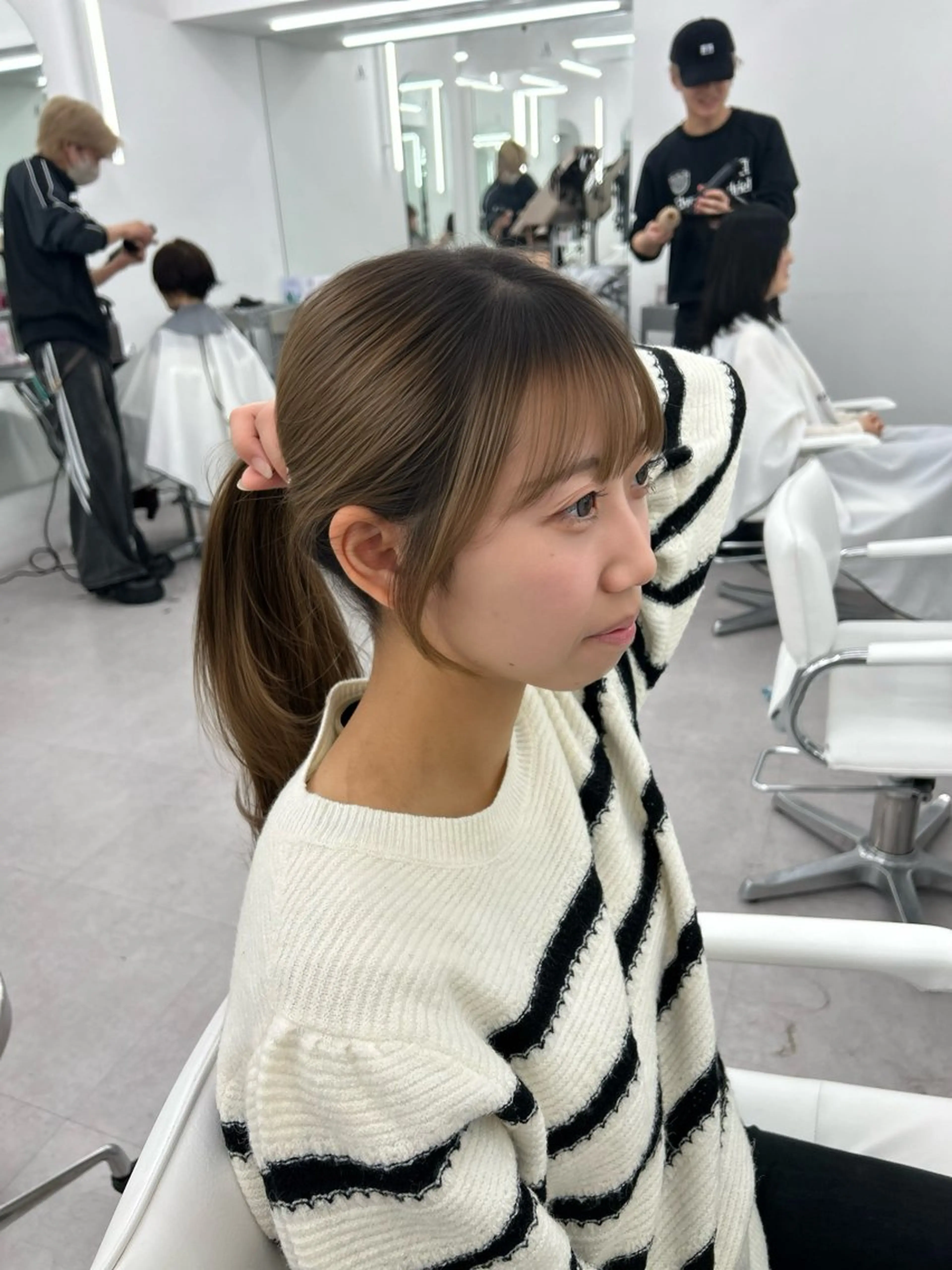 セミロング レイヤーカット 小顔カット 韓国ヘア/顔周り ヘアセット/加藤優里のヘアスタイル