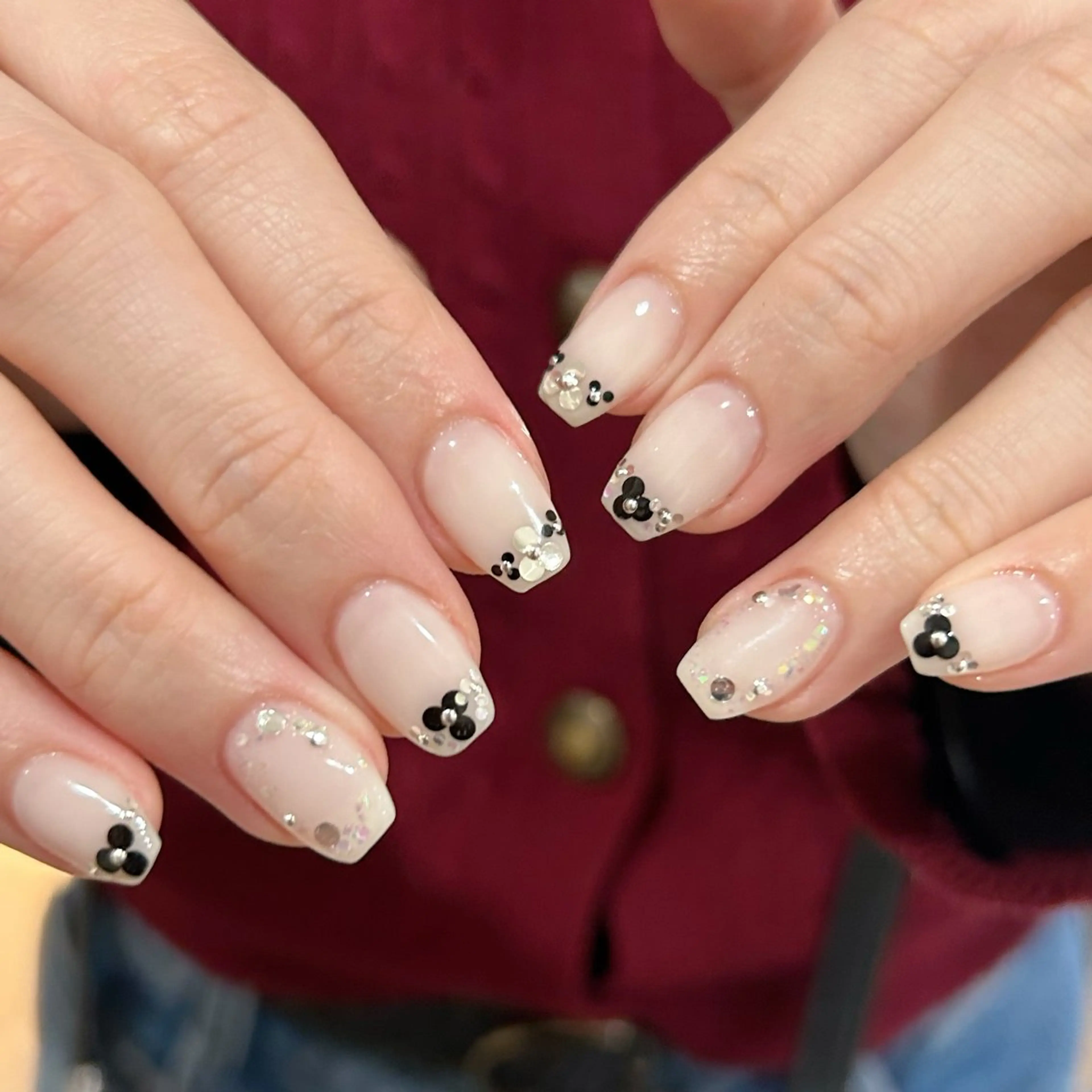 ネイル ドット ホログラムネイル ニュアンスネイル 春ネイル ハンドネイル Bianca栄店 みさとのネイルデザイン