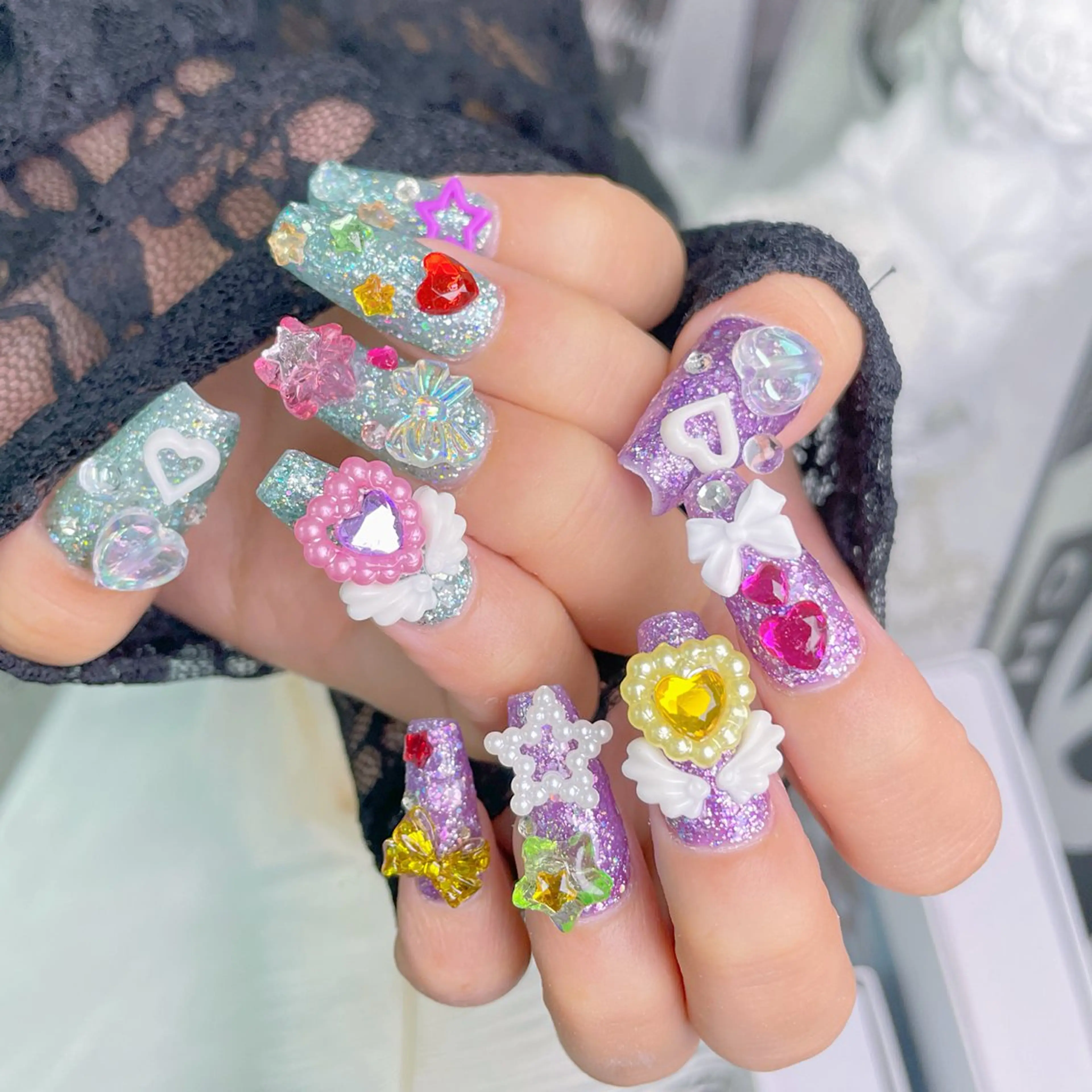 ネイル チークネイル クリアネイル ガーリー キラキラネイル 韓国ネイル ハンドネイル NailPrincess所属・princess スカルプ専門店のネイルデザイン