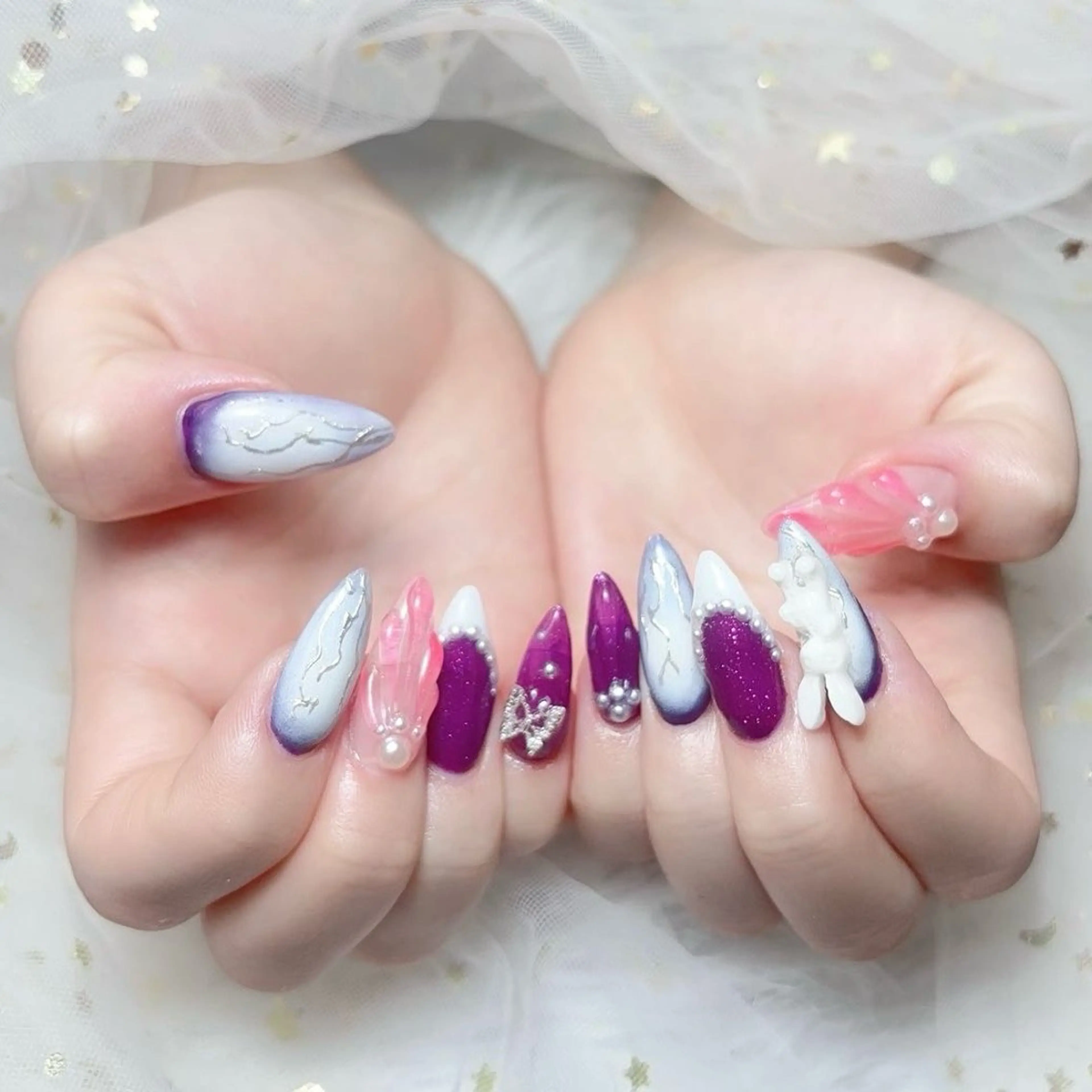 ネイル ハート 韓国ネイル 夏ネイル ワンホンネイル ハンドネイル Melody Nail所属・Melody  3D/スカルプ専門店のネイルデザイン