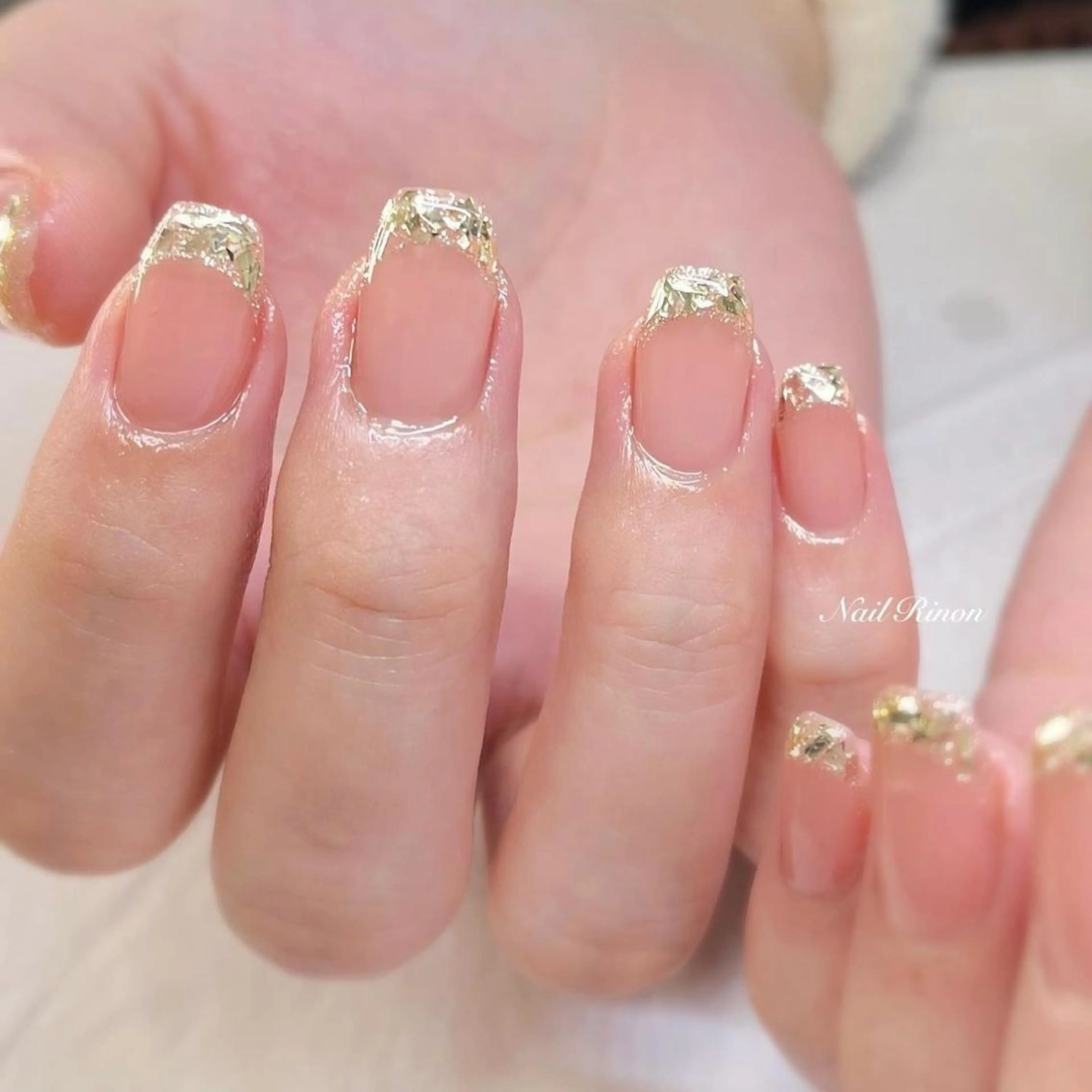 ネイル フレンチネイル ガラスフレンチ ハンドネイル Nail Rinonのネイルデザイン