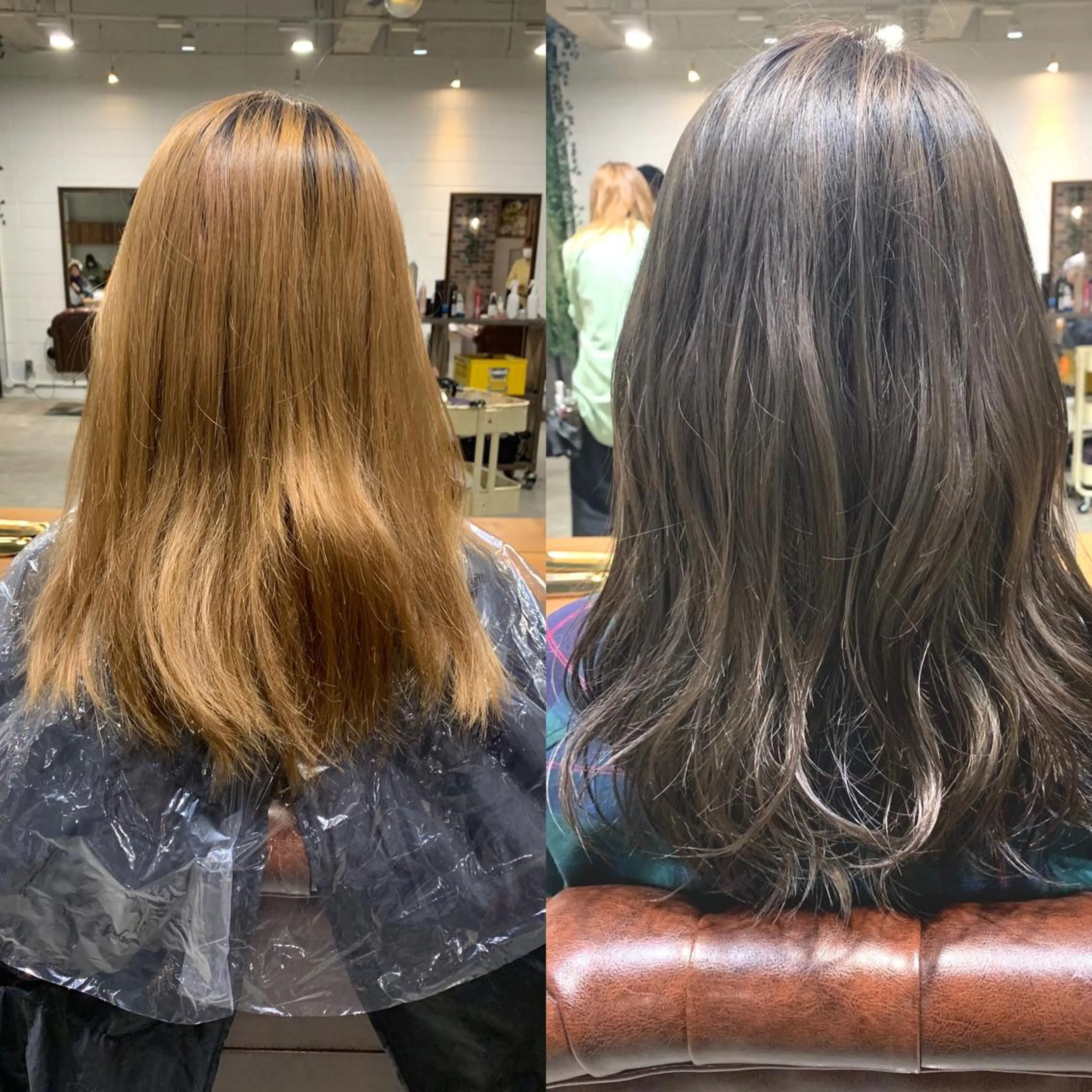 ロング カラー アッシュ ブリーチ ショート🌼パーマ 本間正子のヘアスタイル