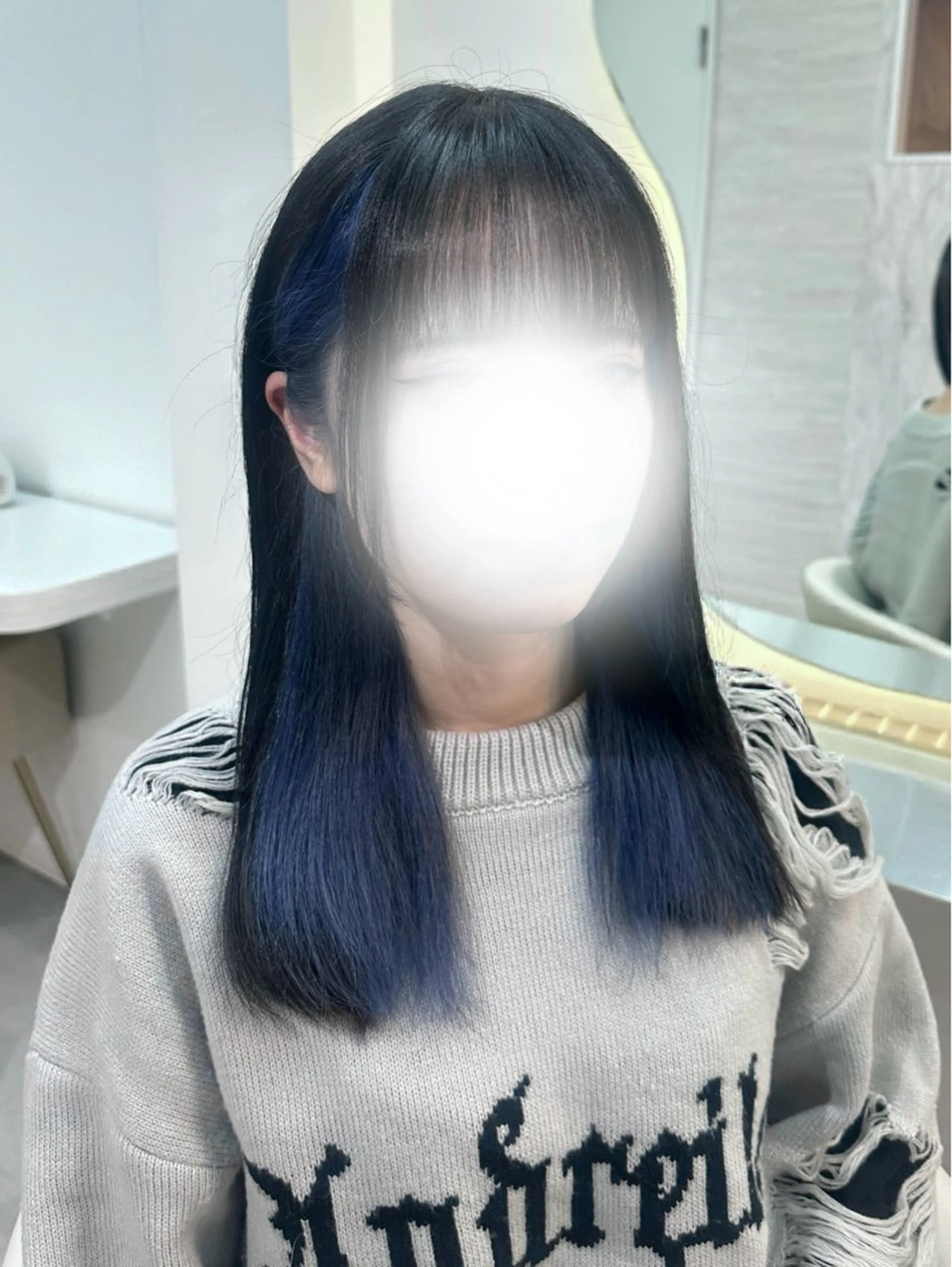 セミロング カラー ヘアアレンジ ヘアカラー 🖤kana/艶髪/ 韓国風暗髪カラー🖤のヘアスタイル