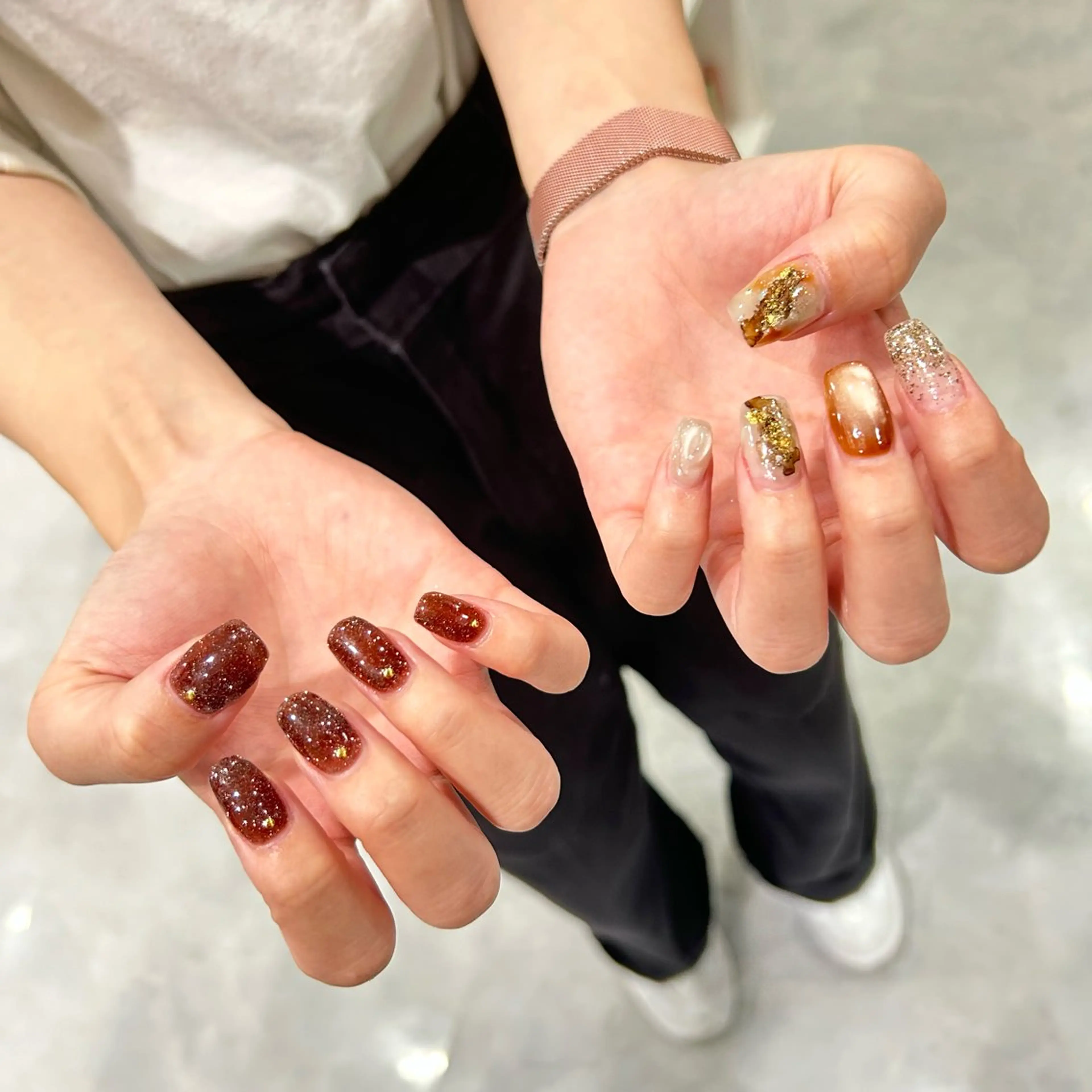 ネイル ブラウン ハンドネイル RYO ／Amourのネイルデザイン