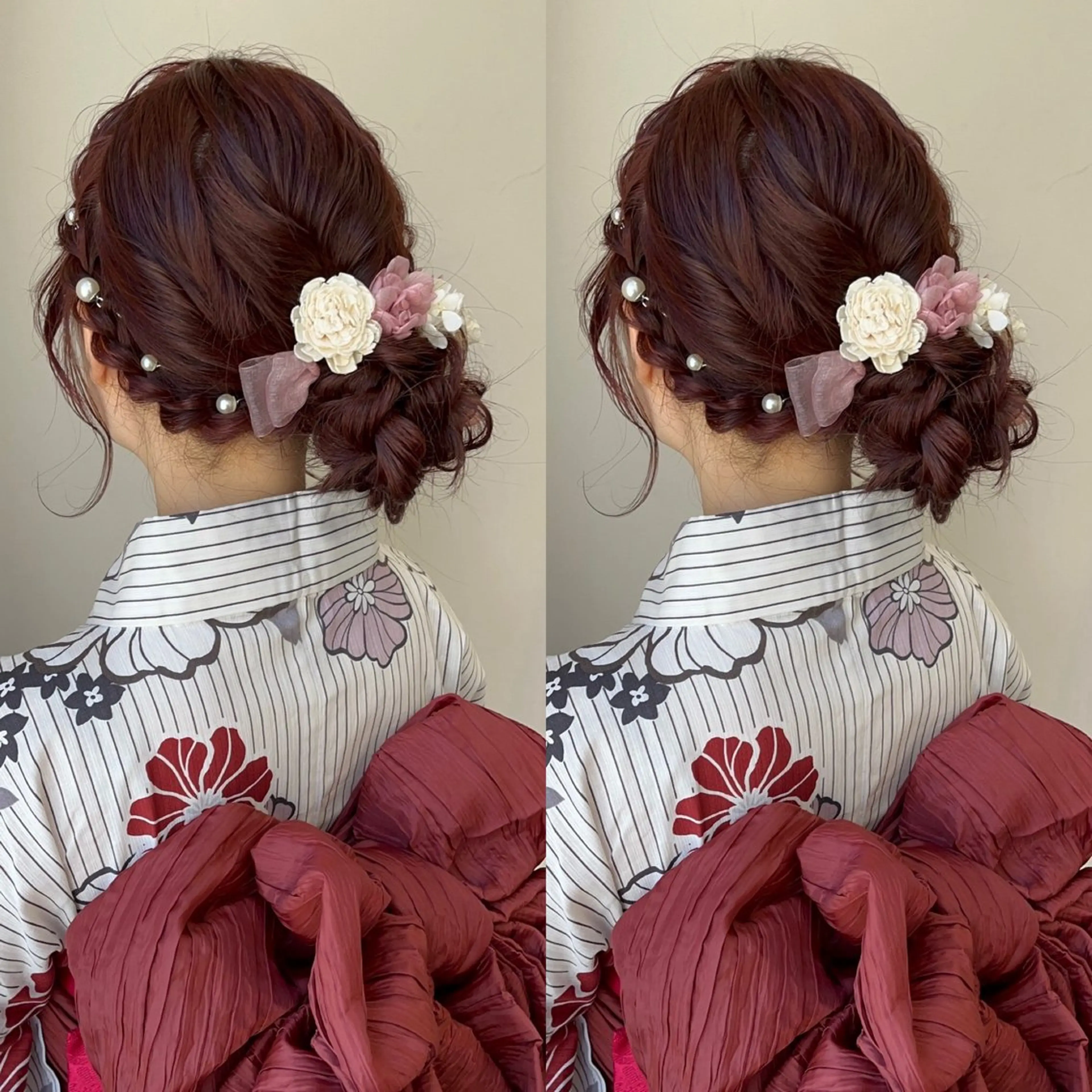 ヘアアレンジ お団子ヘア 浴衣 顔まわり‎🤍小顔 カット🤍みさきのヘアスタイル