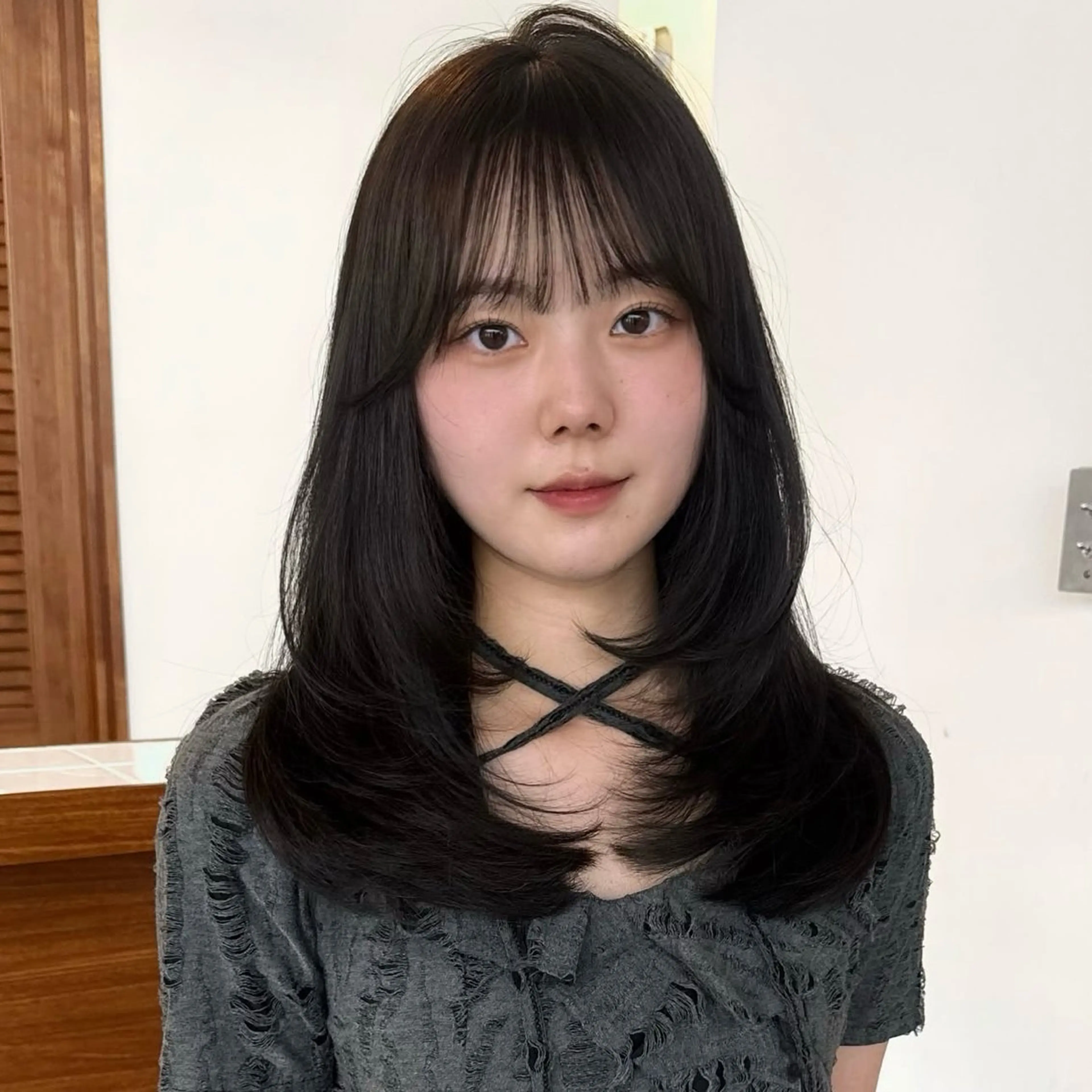 セミロング レイヤーカット カットモデル୨୧大阪 梅田タカシマリナ♡のヘアスタイル