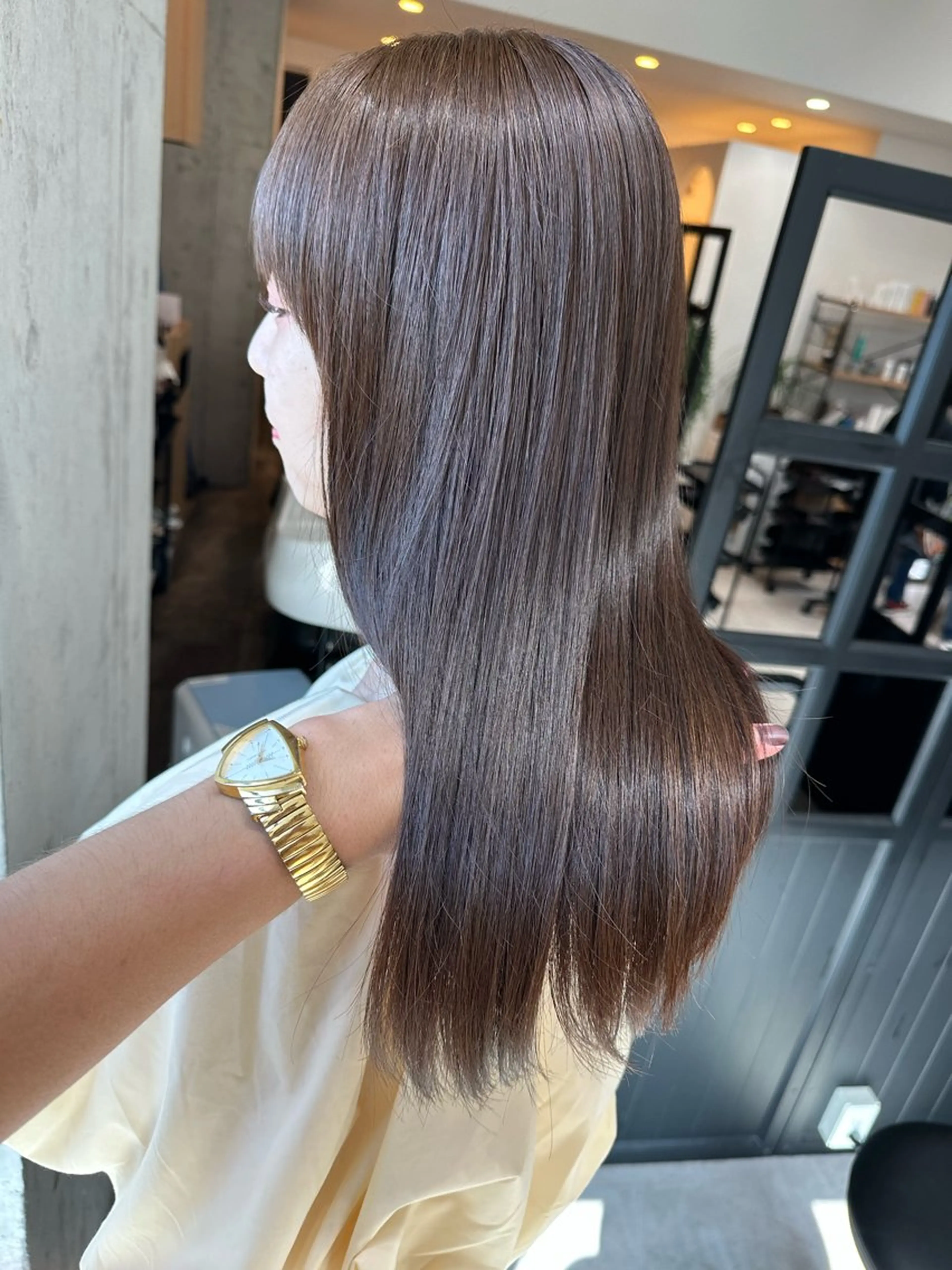 セミロング チョコレートブラウン ヘアカラー トリートメント ✨透明感カラー 恵比寿HAYATO✨のヘアスタイル