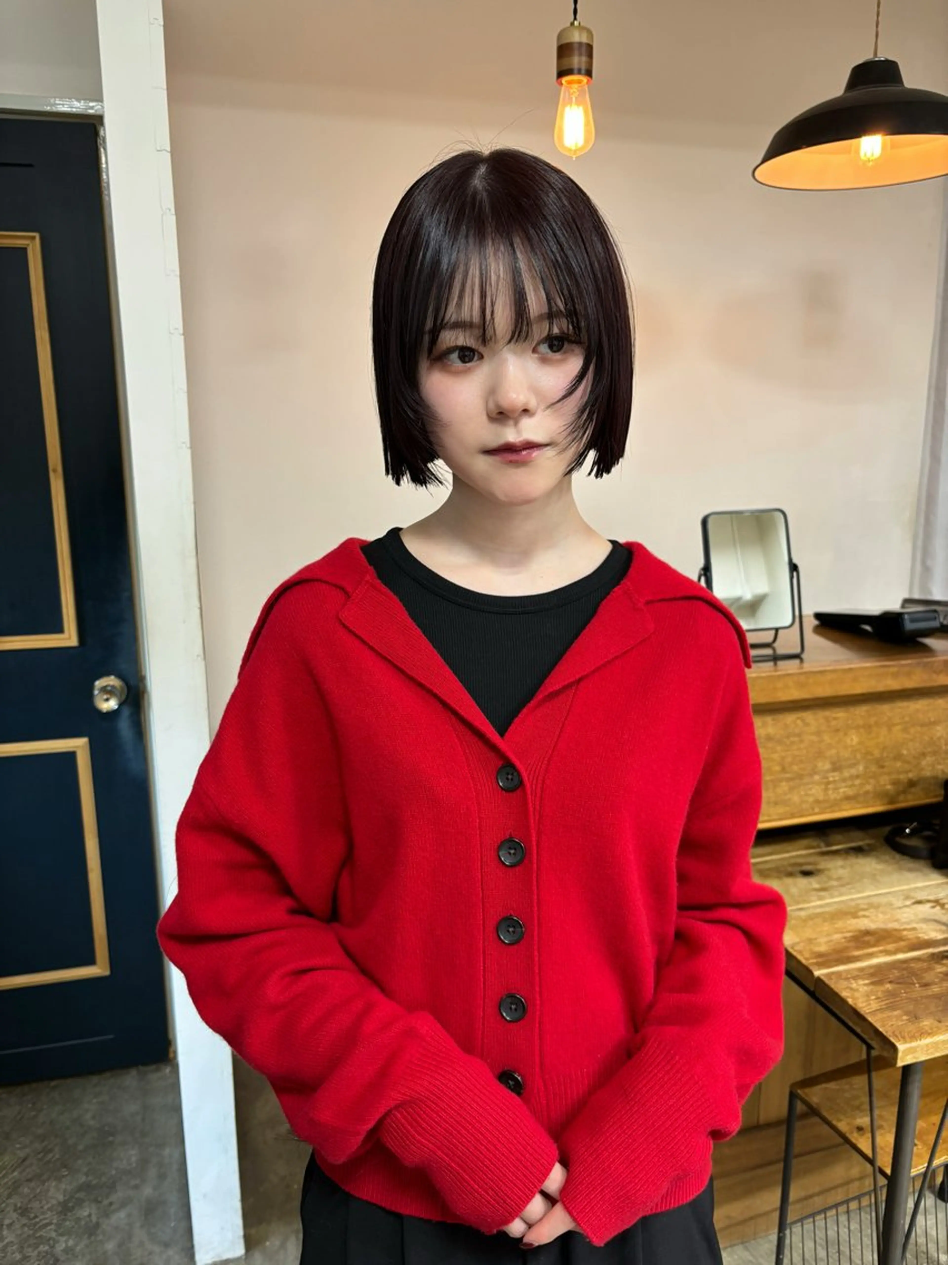 ミディアム カラー カット ヘアカラー トリートメント ボブ&透明感カラー ♡TOMOEのヘアスタイル