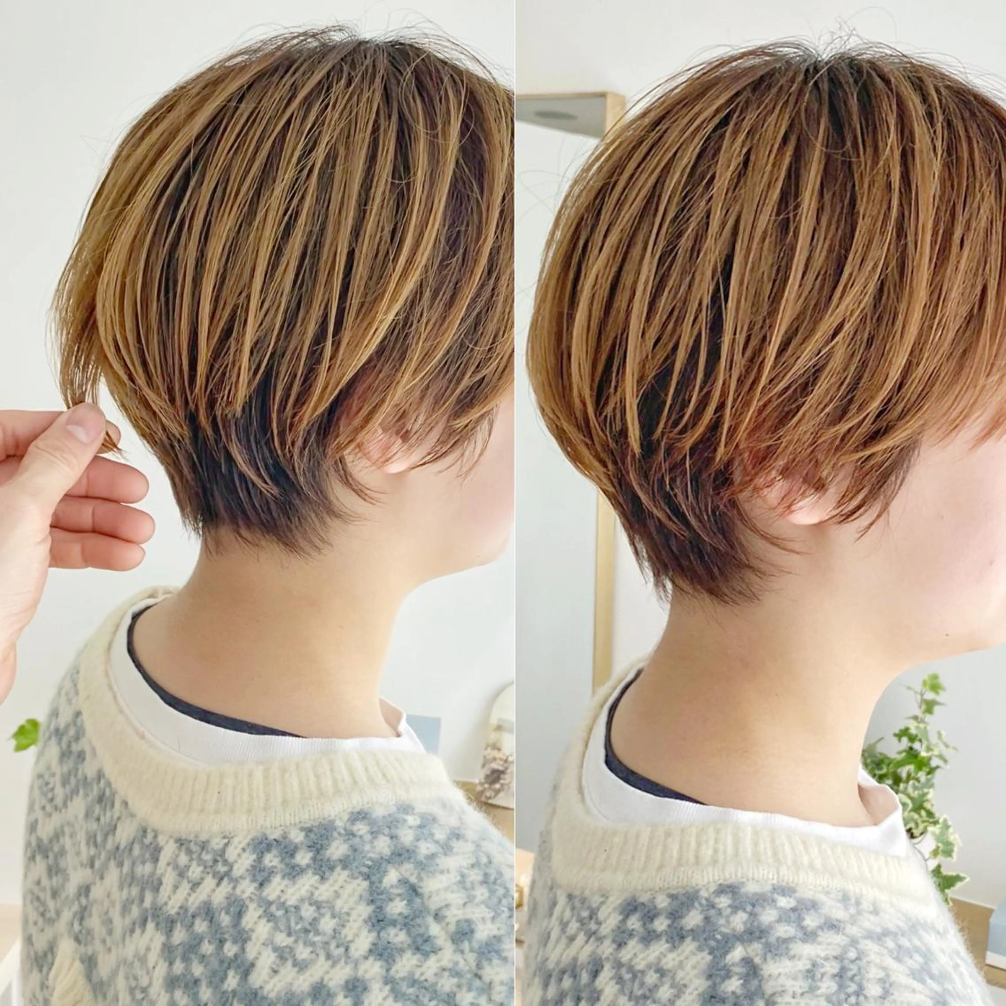 ショート カラー ショートボブ ベージュカラー ボブ ショートヘア 小顔カット カット ヘアカラー トリートメント 森 海のヘアスタイル