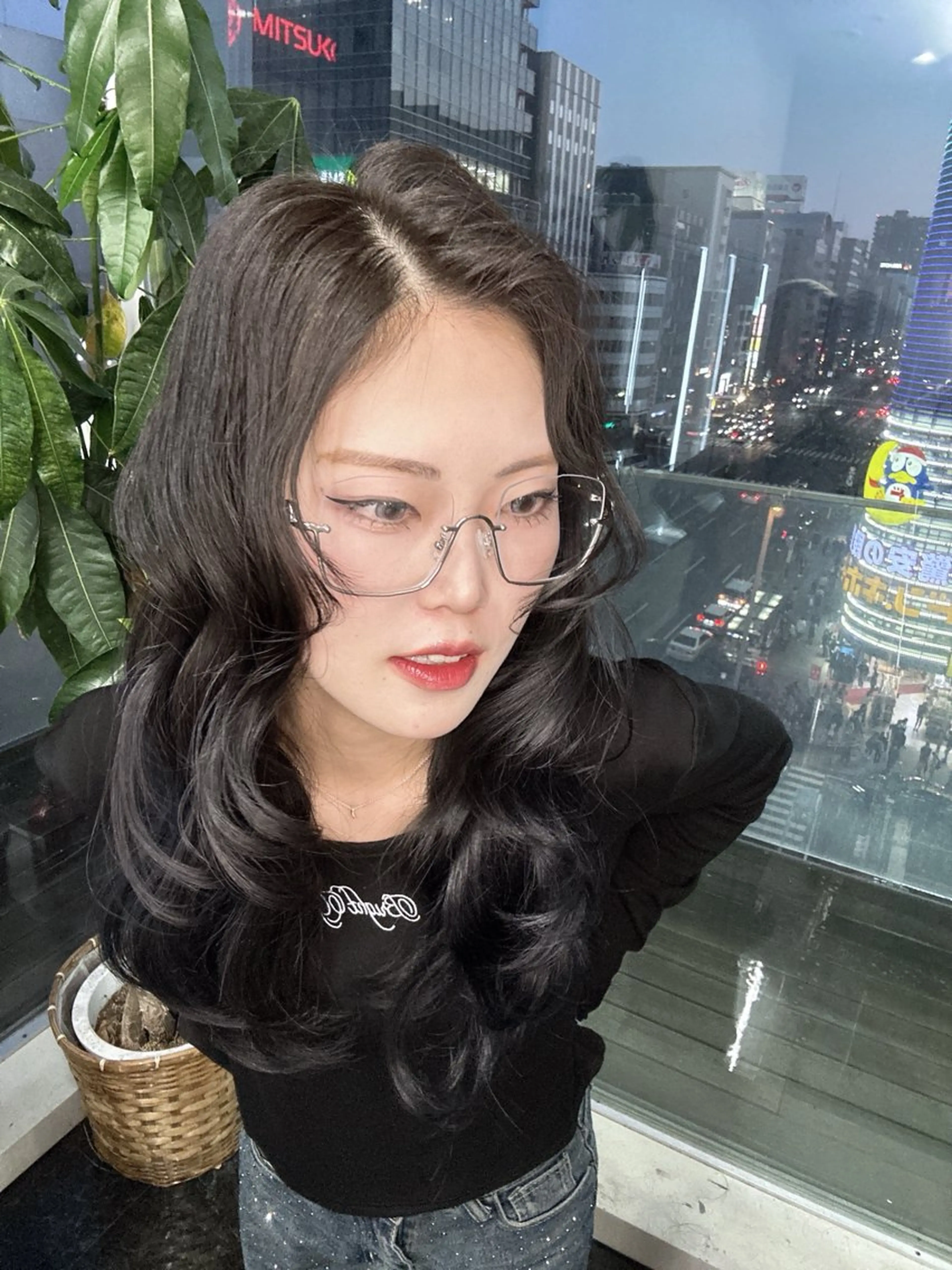 セミロング カラー ヘアアレンジ 黒髪 透明感カラー ハイトーン/透明感 髪質改善/rinaのヘアスタイル