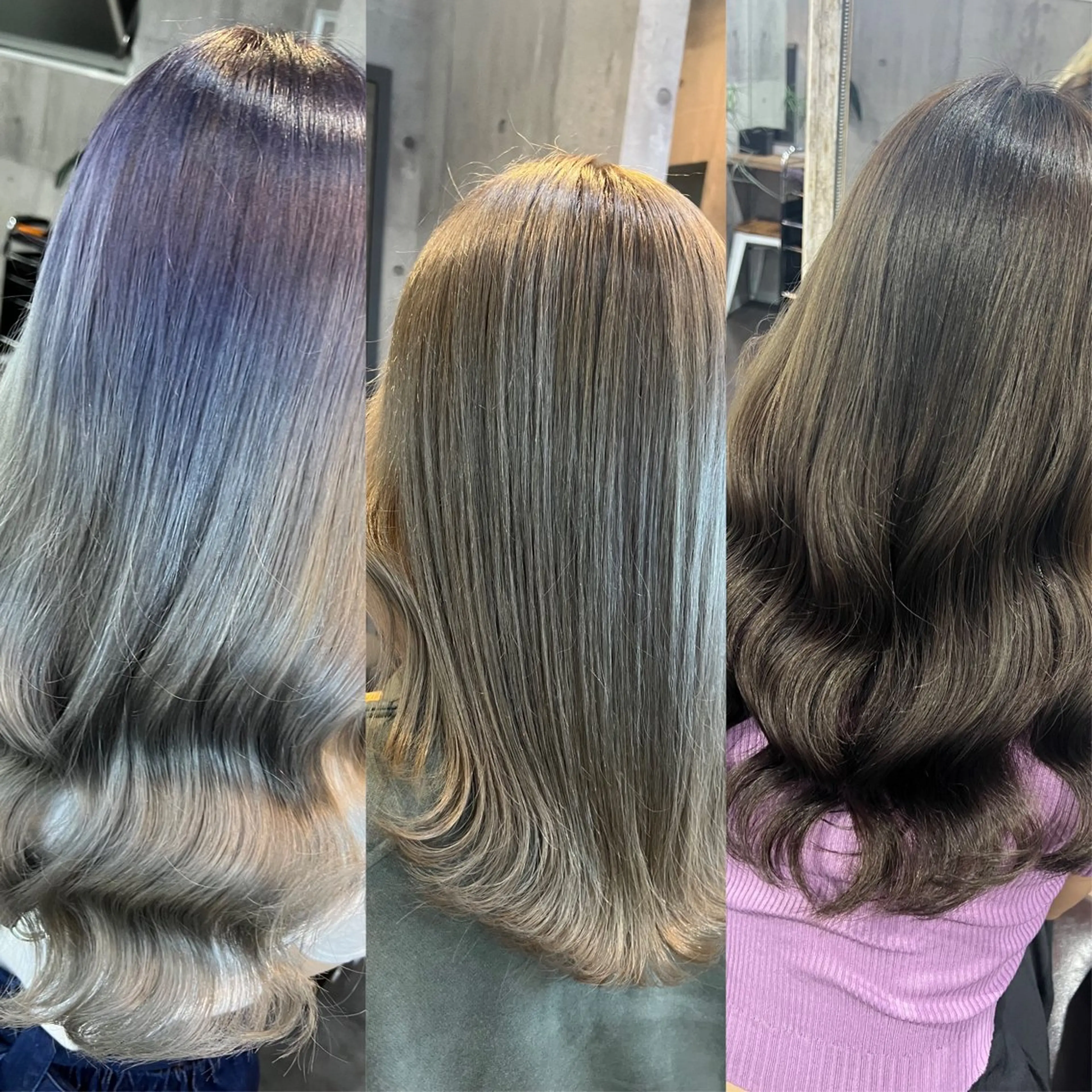 セミロング カラー ヘアアレンジ シールエクステ セミロングパーマ バレイヤージュ ダブルカラー グラデーションカラー ミルクティーハイトー ン💖Mikaのヘアスタイル
