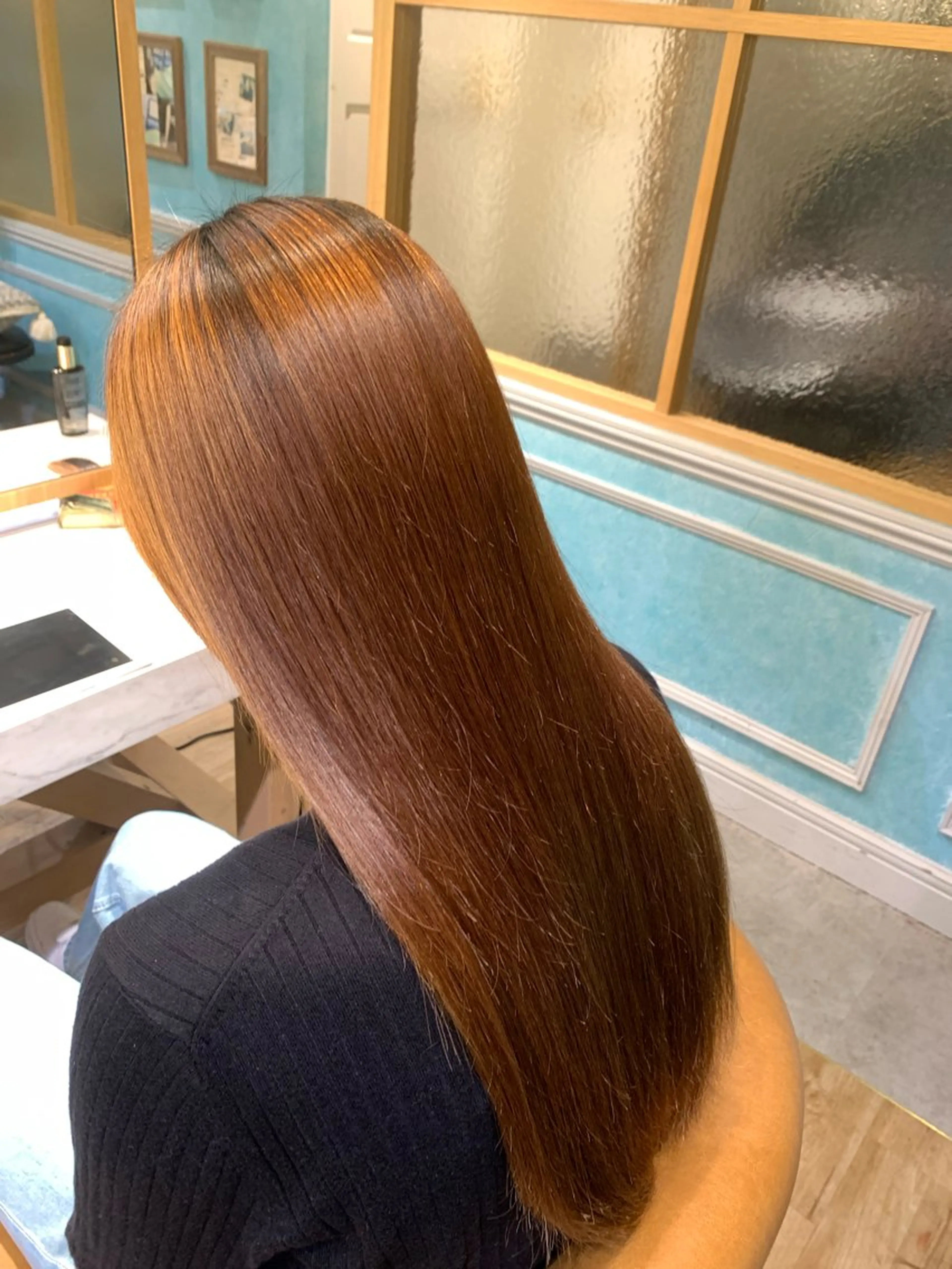 ロング カット 縮毛矯正 トリートメント 🫒オリーブカラー/ みづき/パーマ🤍のヘアスタイル