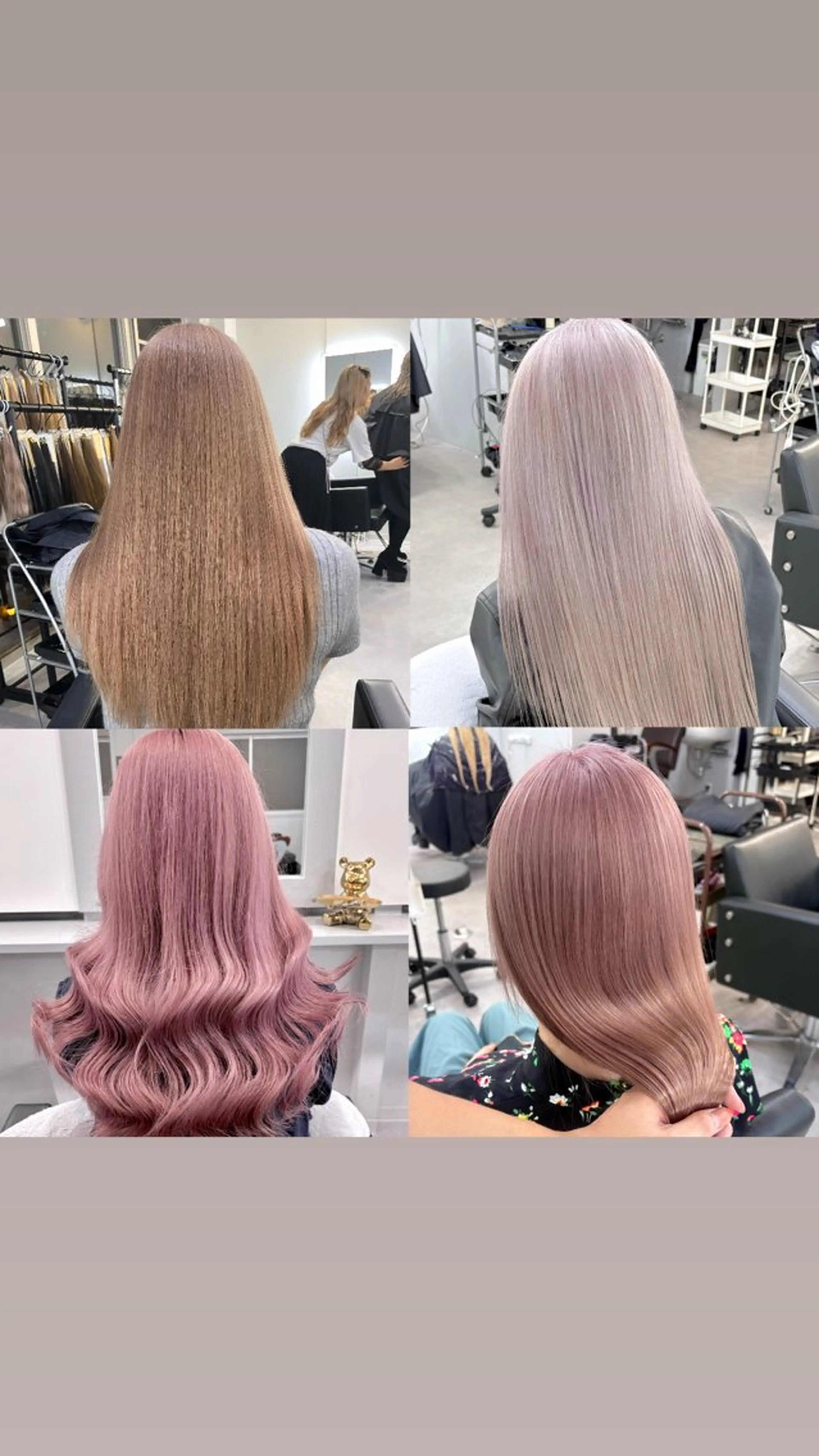 ロング カラー ヘアカラー ミルクティーベージュ /ピンク/大阪/堀江のヘアスタイル