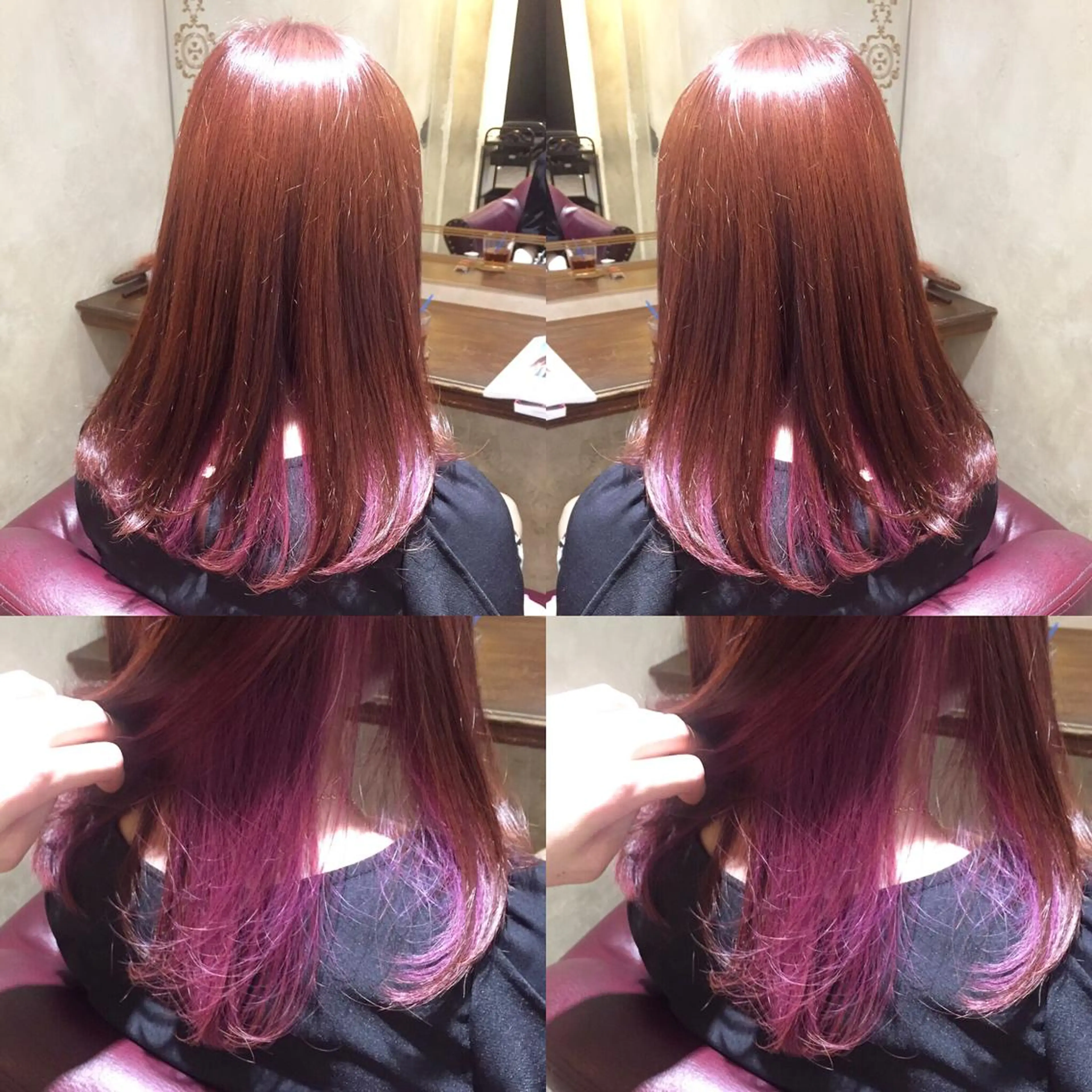 セミロング カラー ベージュカラー インナーカラー ピンクカラー ピンクベージュ バイオレットカラー Salon de MiLK所属・露木 啓介のヘアスタイル