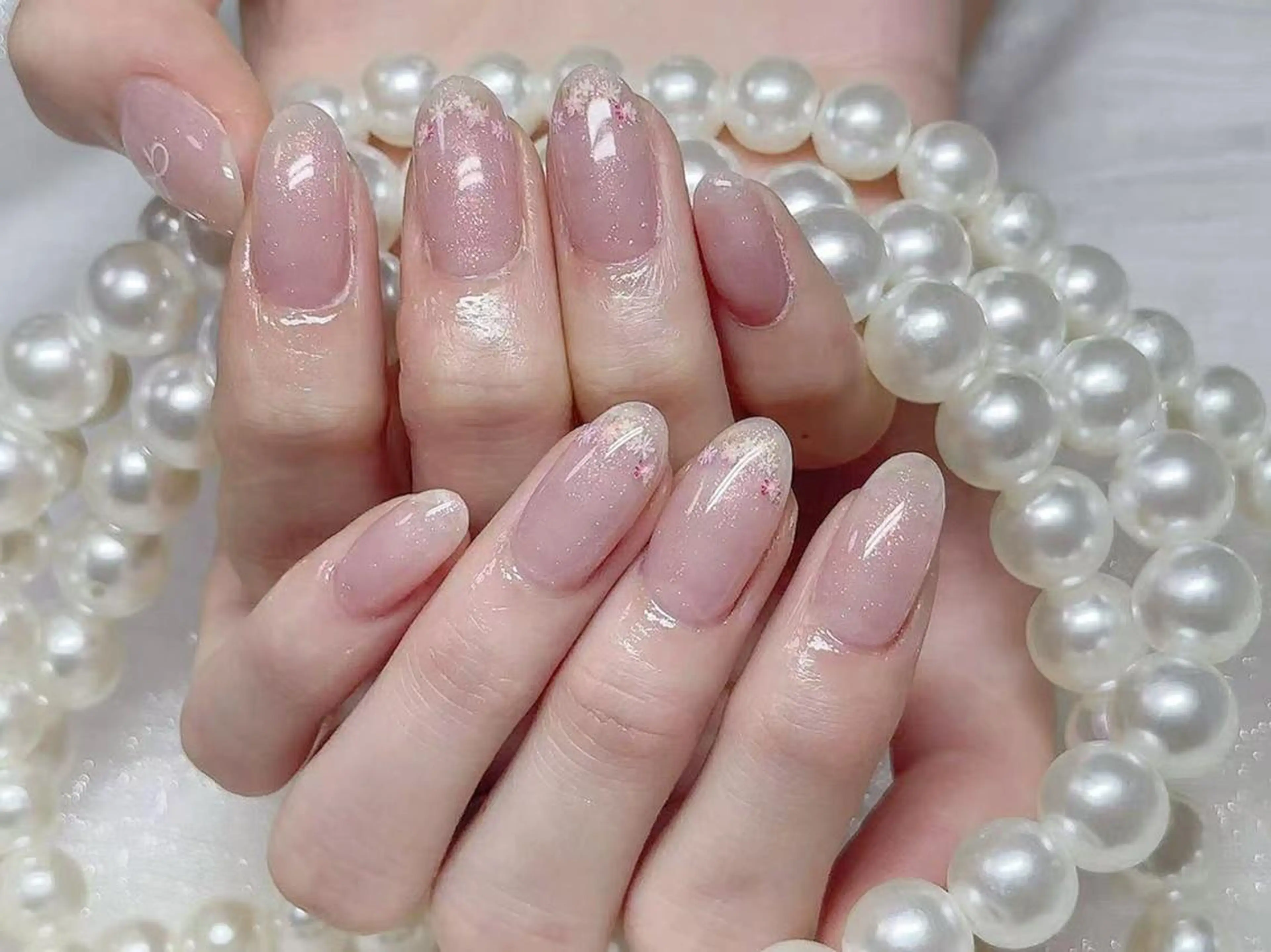 ネイル アートネイル クリアネイル 成人式 長さ出し フラッシュネイル Ru na🍳のネイルデザイン