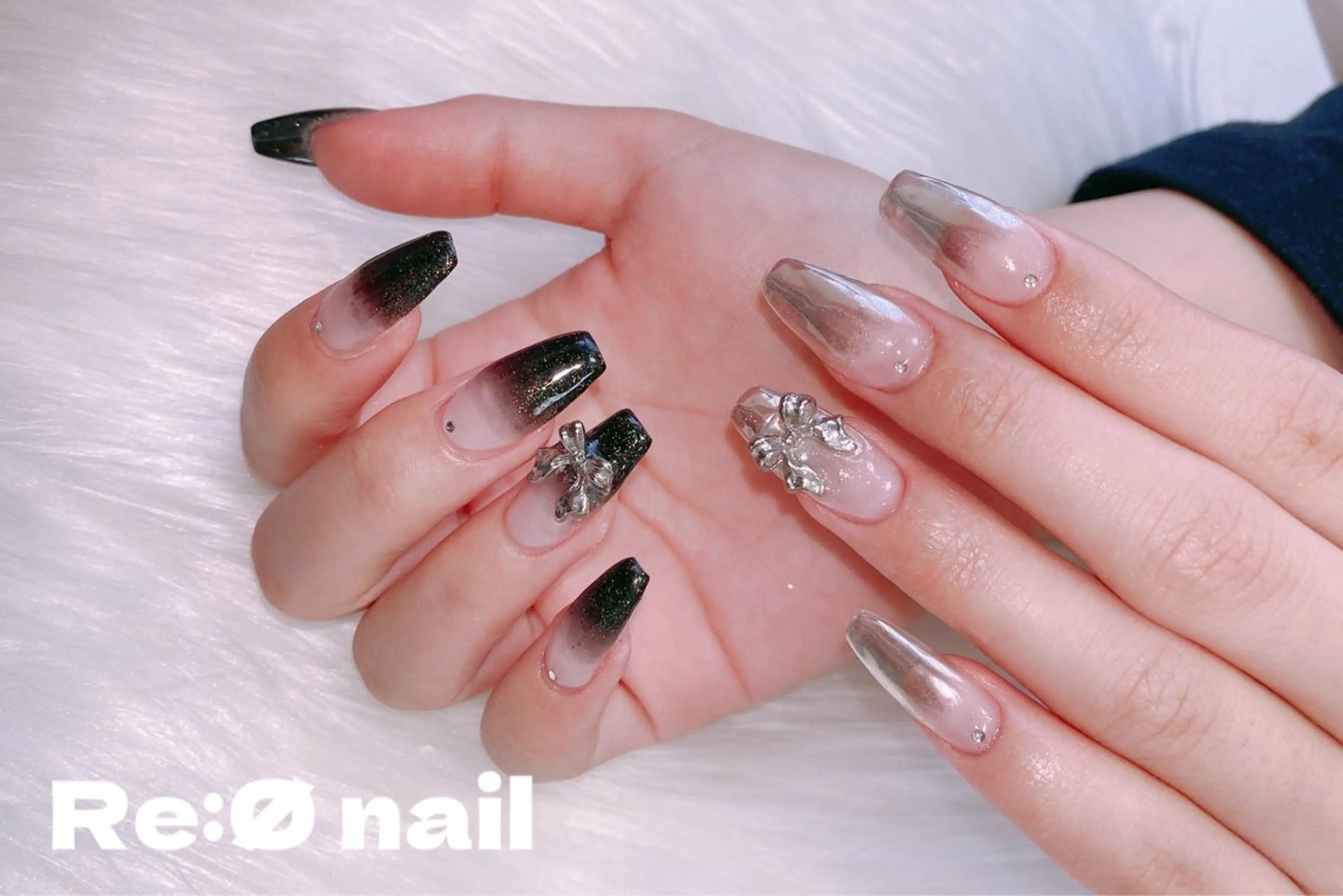 ネイル シルバー ハンドネイル Re:Ø nail 🩵TSUJIのネイルデザイン