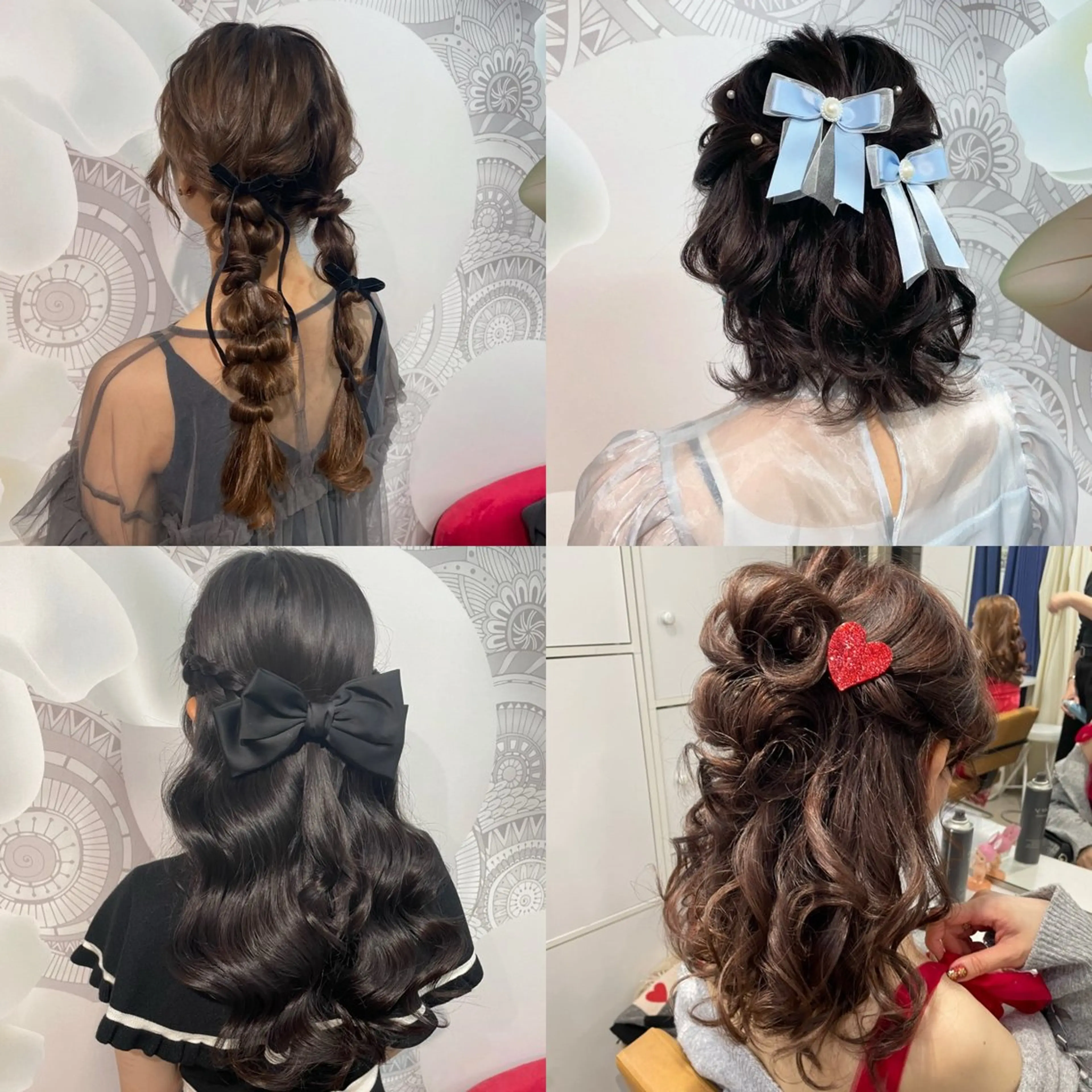 🌹🤍Valentine hairset🤍🌹【パールピン5本無料🥚】バレンタインデート、記念日、特別メニュー💐の写真