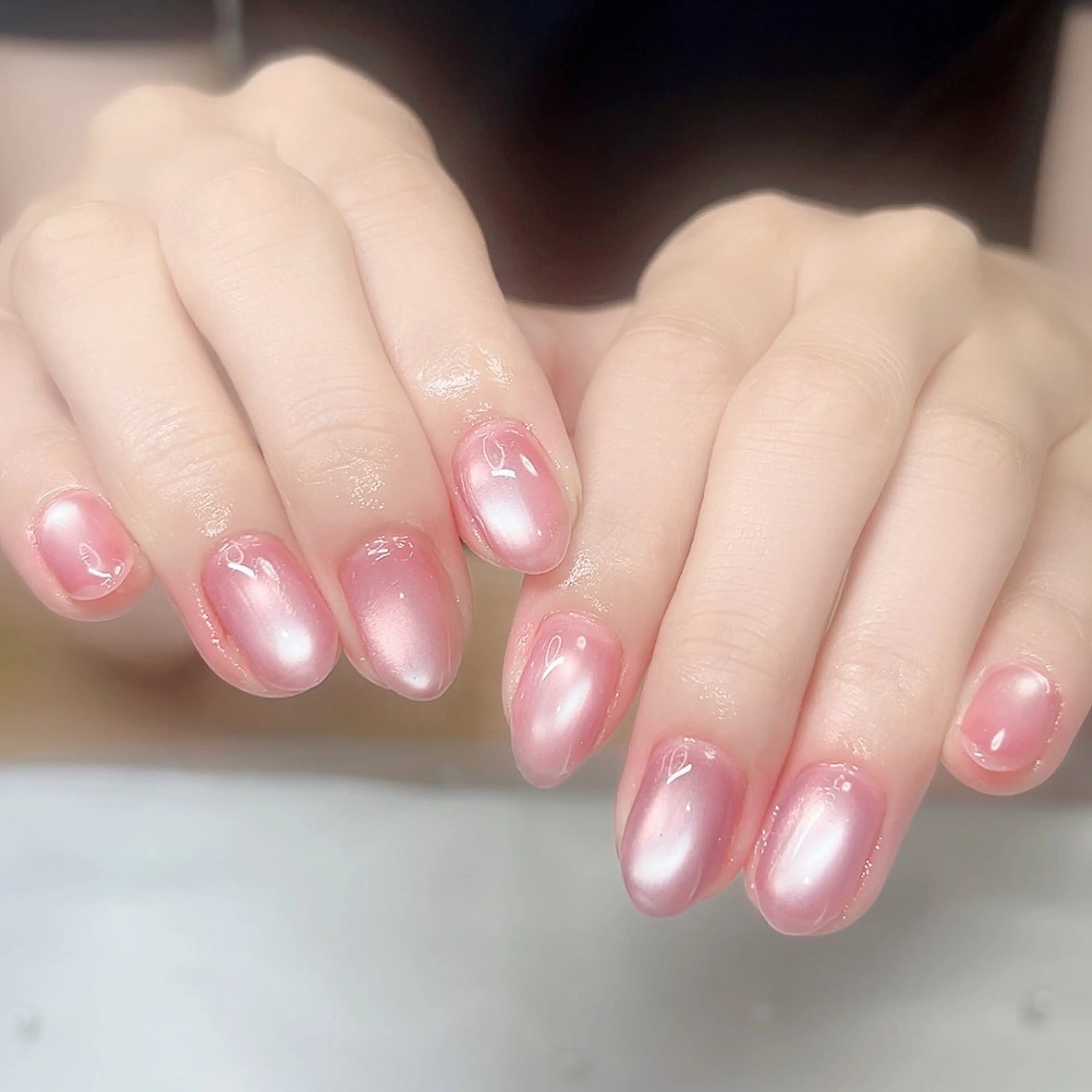 ネイル フレンチネイル ガラスフレンチ ハート マグネットネイル ミラーネイル ハンドネイル Cute Tips nailのネイルデザイン