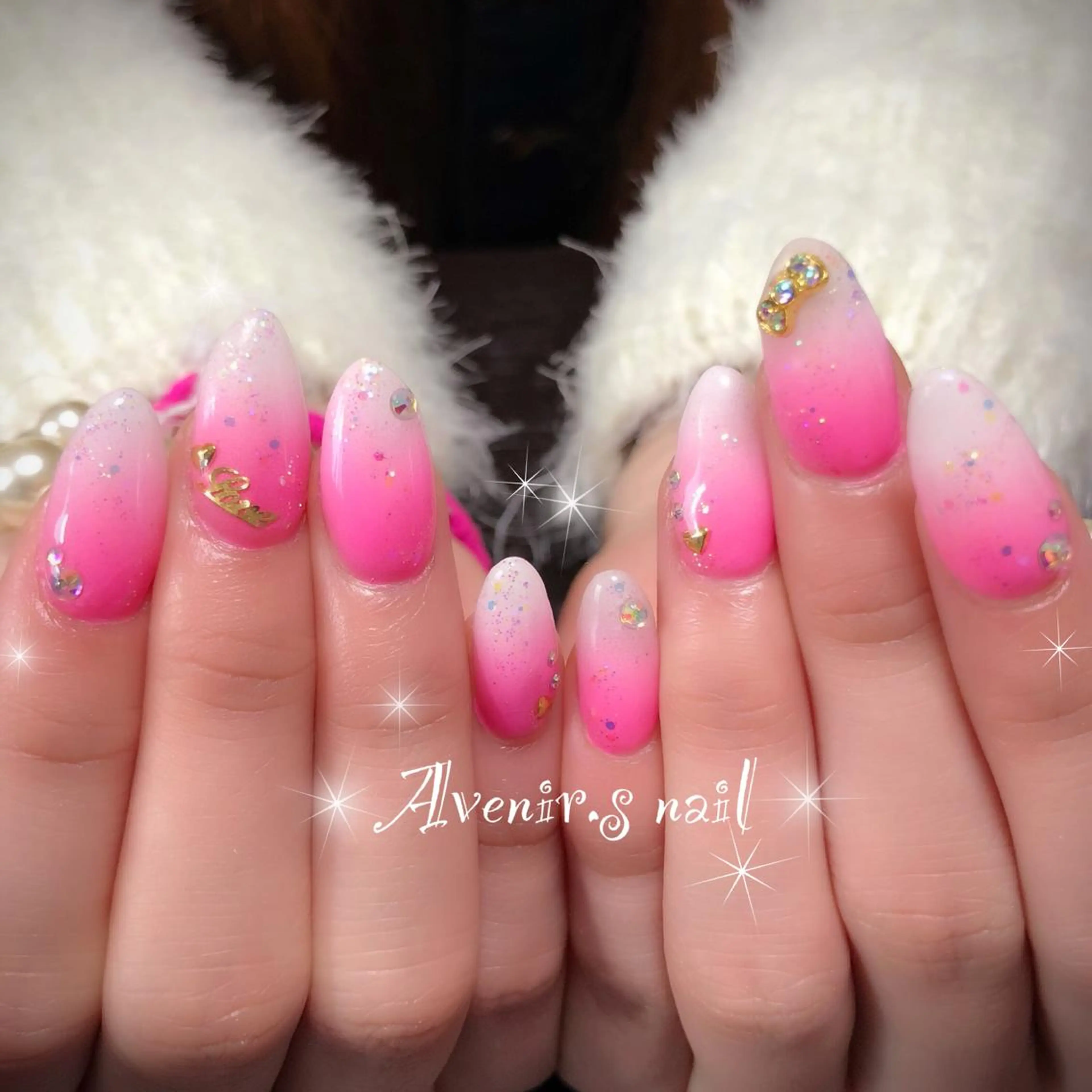 ネイル ピンク ホワイト Home Salon Avenir.のネイルデザイン