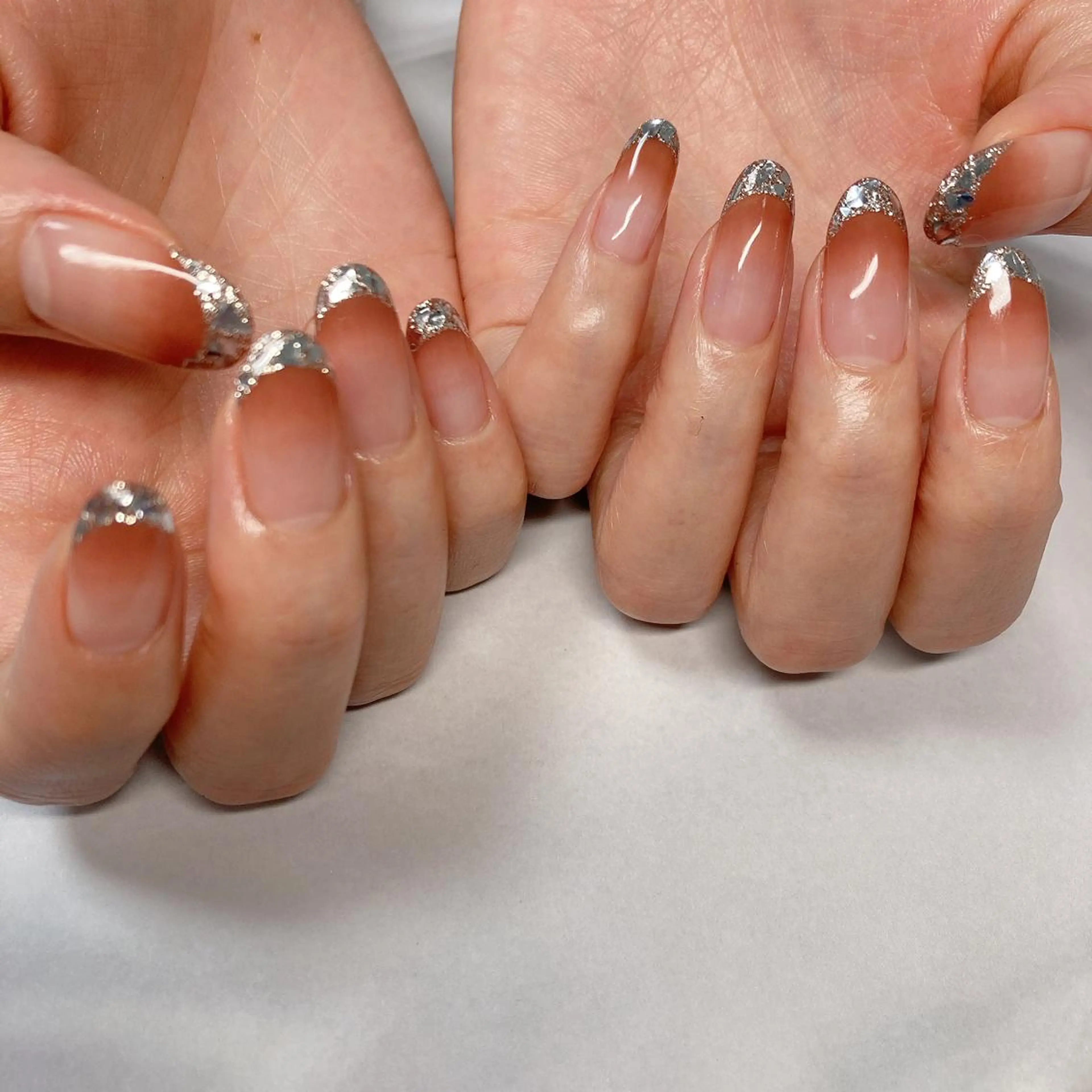 ネイル フレンチネイル ガラスフレンチ グラデーション ハンドネイル nailsalon Asryのネイルデザイン