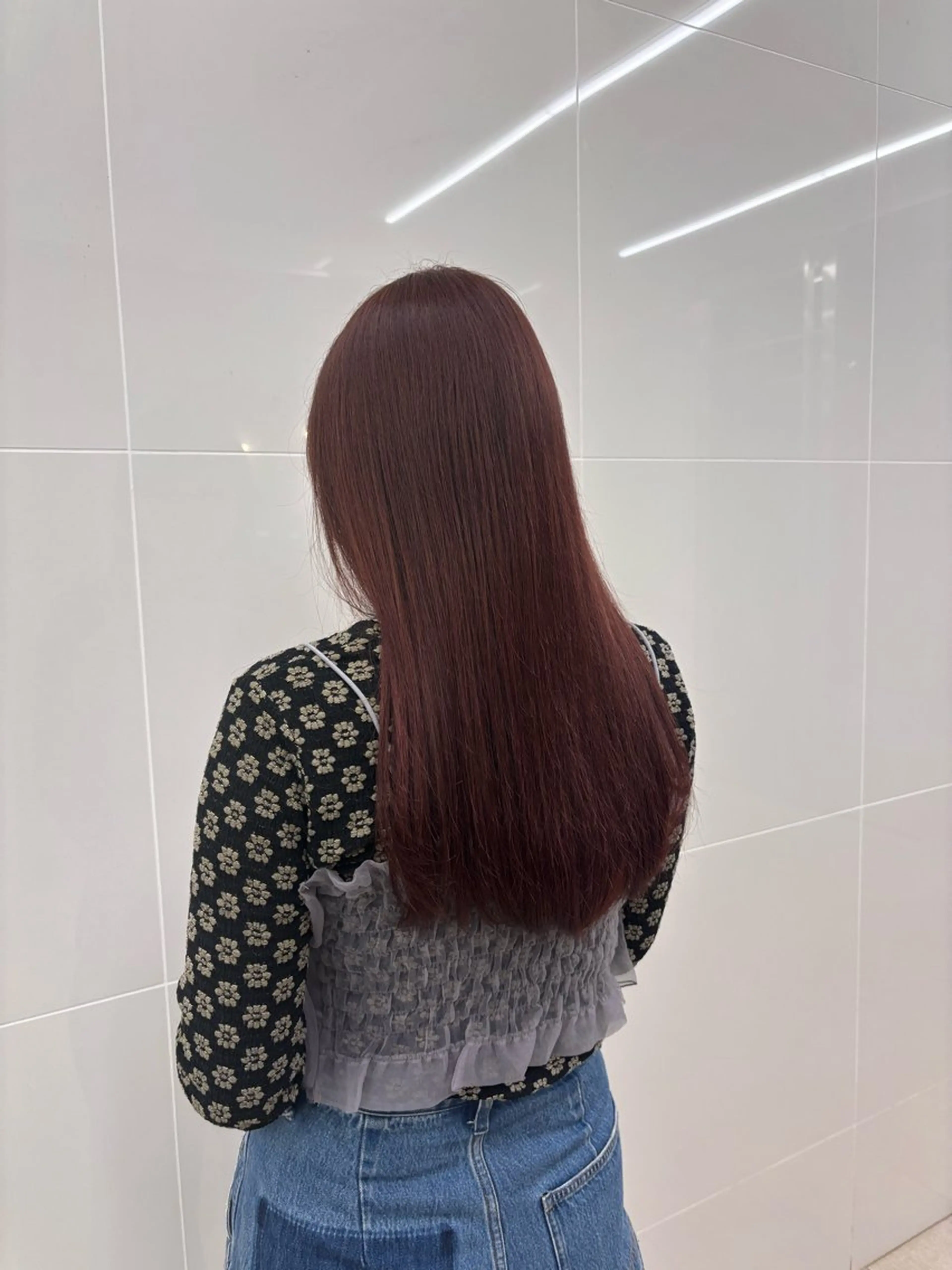 ロング カラー ボルドーカラー ヘアカラー 千田 りんなのヘアスタイル