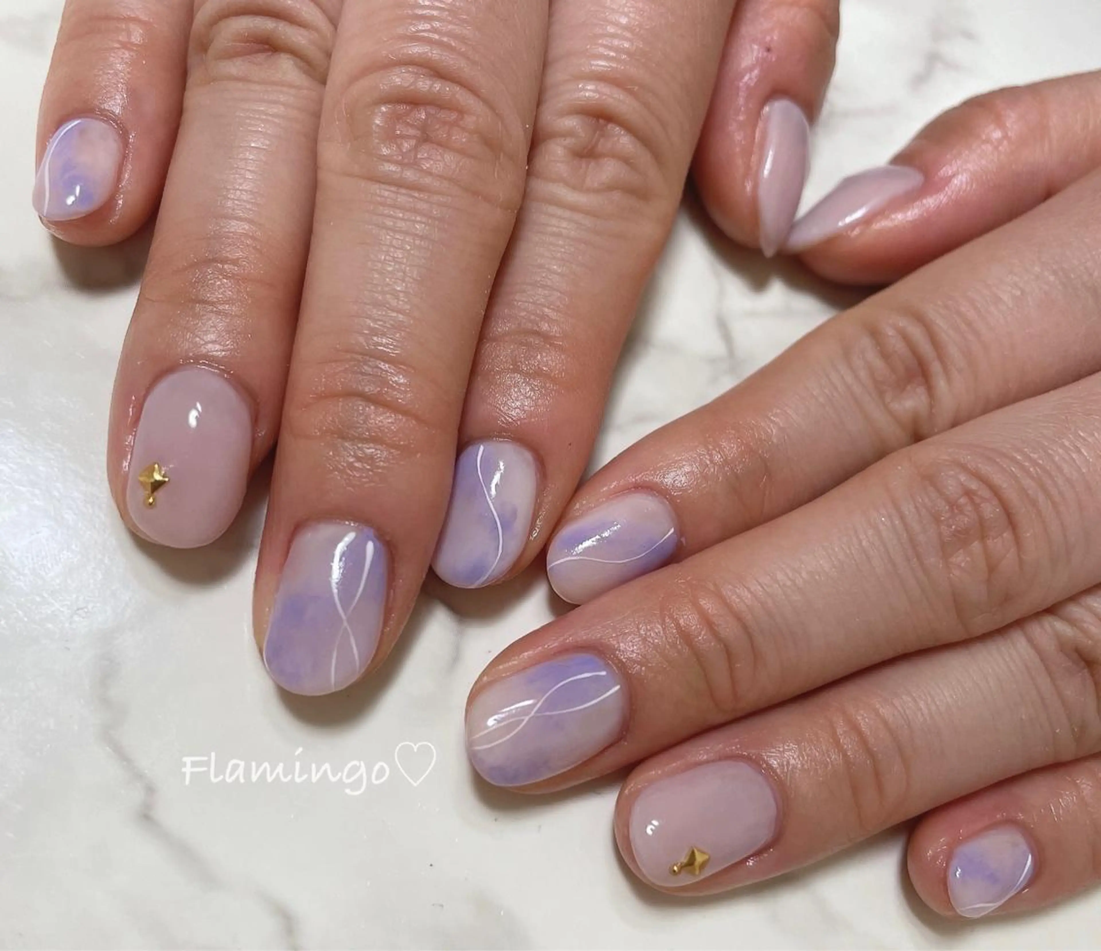 ネイル ジェルネイル ニュアンスネイル パープル シンプルネイル 40代からの爪肌を 労る♡きちんとネイルのネイルデザイン