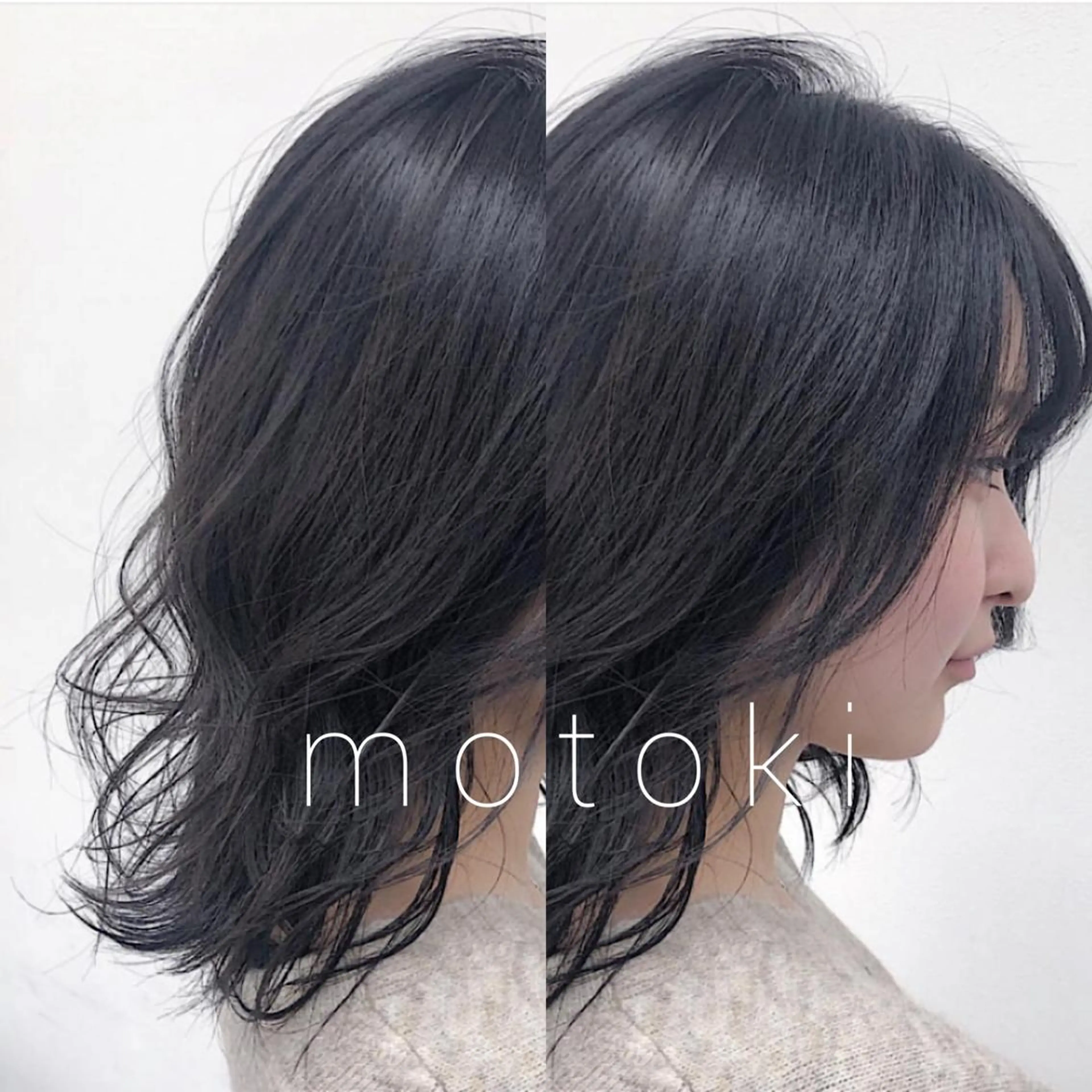 ミディアム カラー 透明感カラー ダークグレー ダークグレージュ グレージュ ヘアカラー ヘアセット 柔らかbeige モトキのヘアスタイル