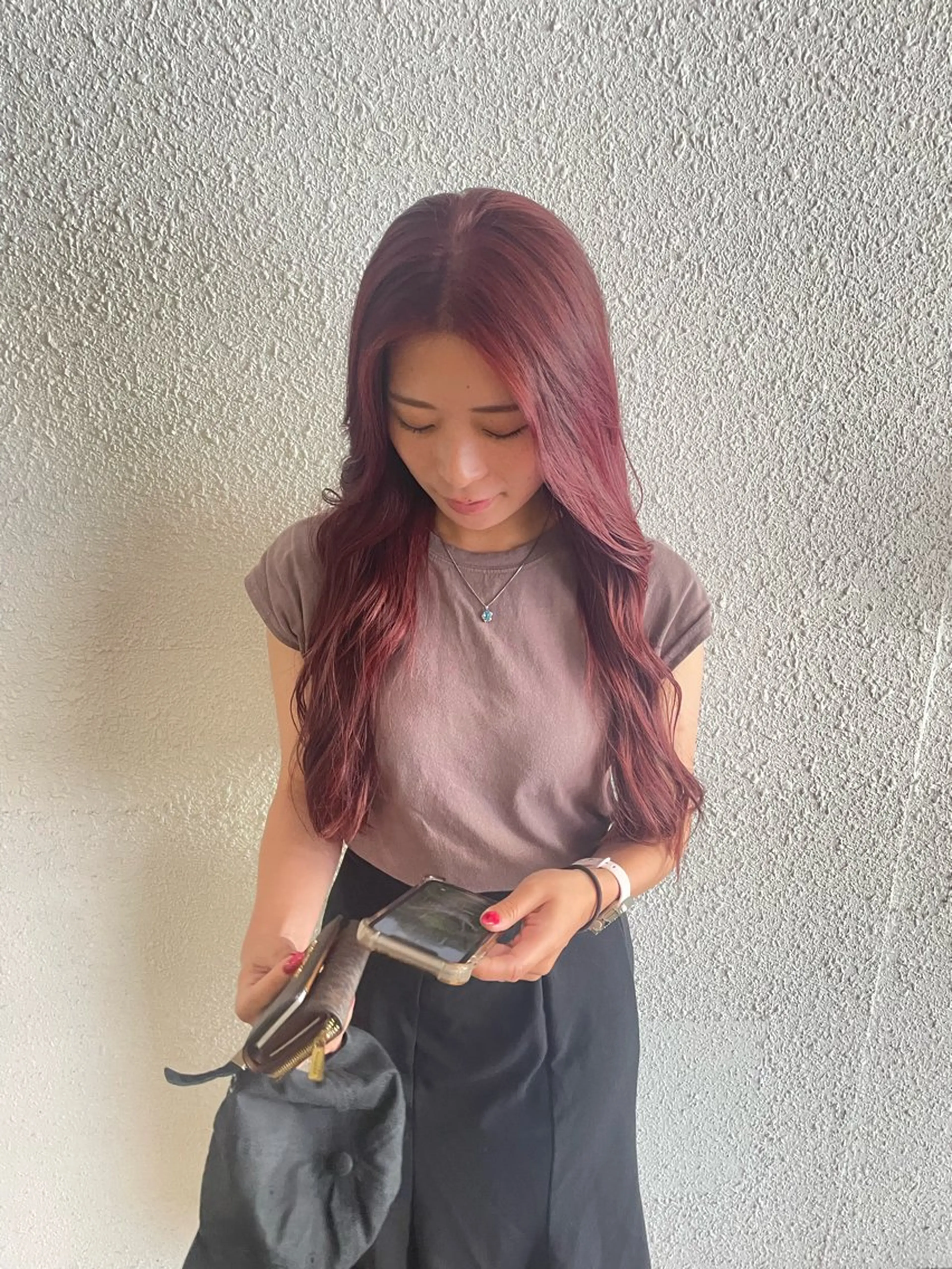 ロング カラー カットパーマモデル 山中 遥のヘアスタイル