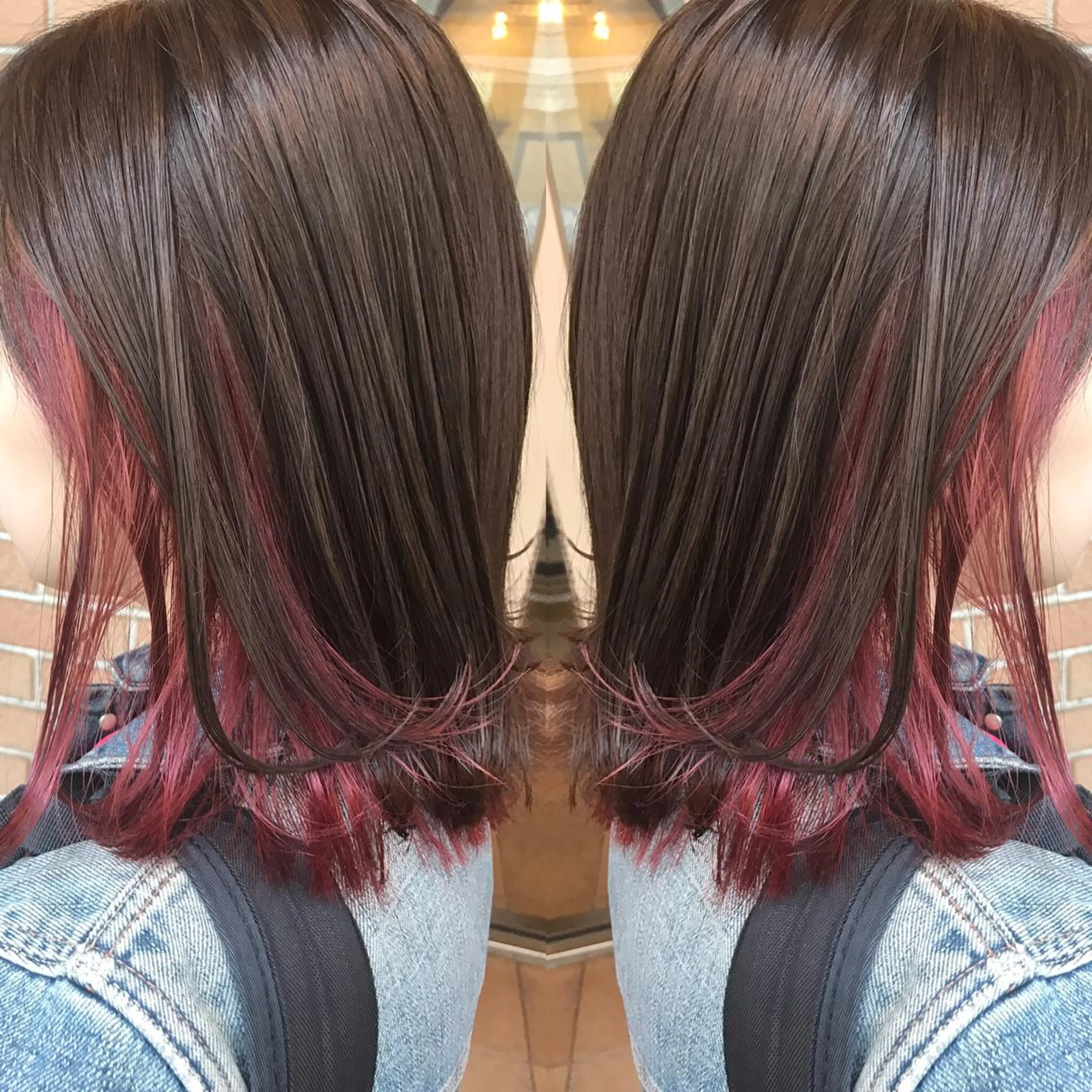 ミディアム カラー パーマ ヘアアレンジ メンズ マツエク・マツパ メンズインナーカラー ダブルカラー インナーカラー サロンドミルク 原宿のヘアスタイル