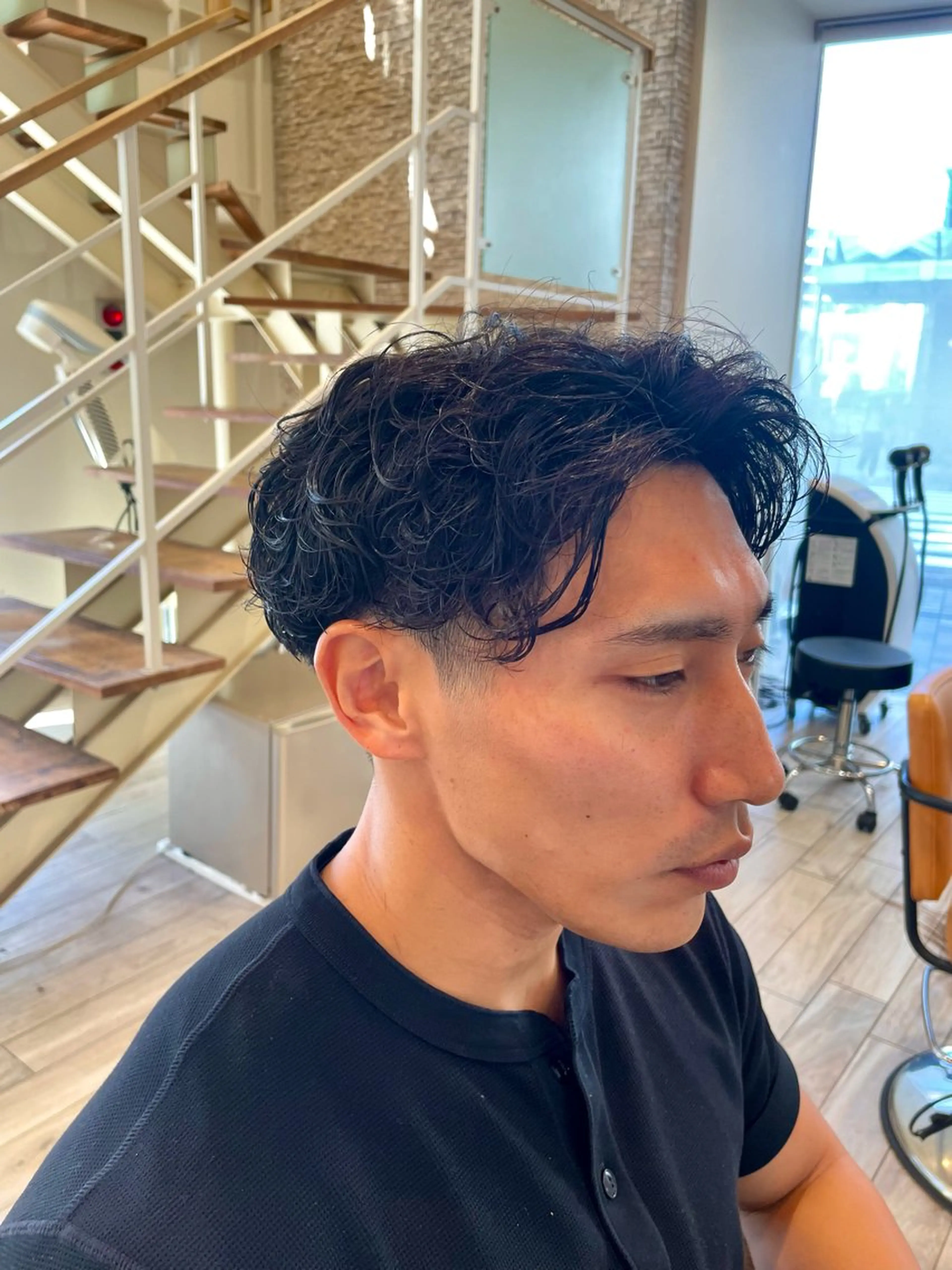 ショート パーマ メンズ アップバング メンズパーマ カット パーマ パーマ/フェード🔥 佐々木波人のヘアスタイル