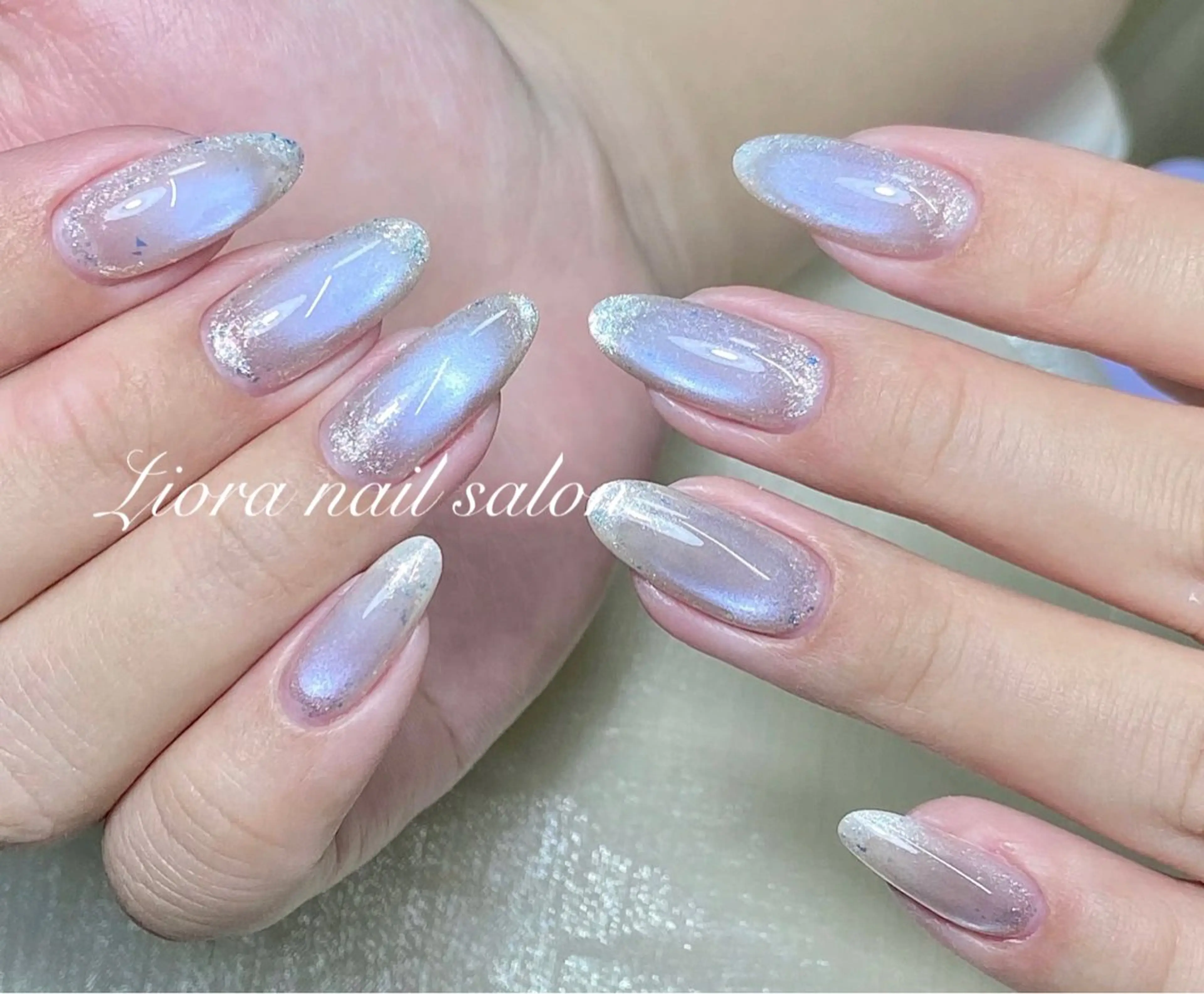 ネイル フレンチネイル ジェルネイル ガーリー グラデーション キラキラネイル ハンドネイル Liora nail 1のネイルデザイン