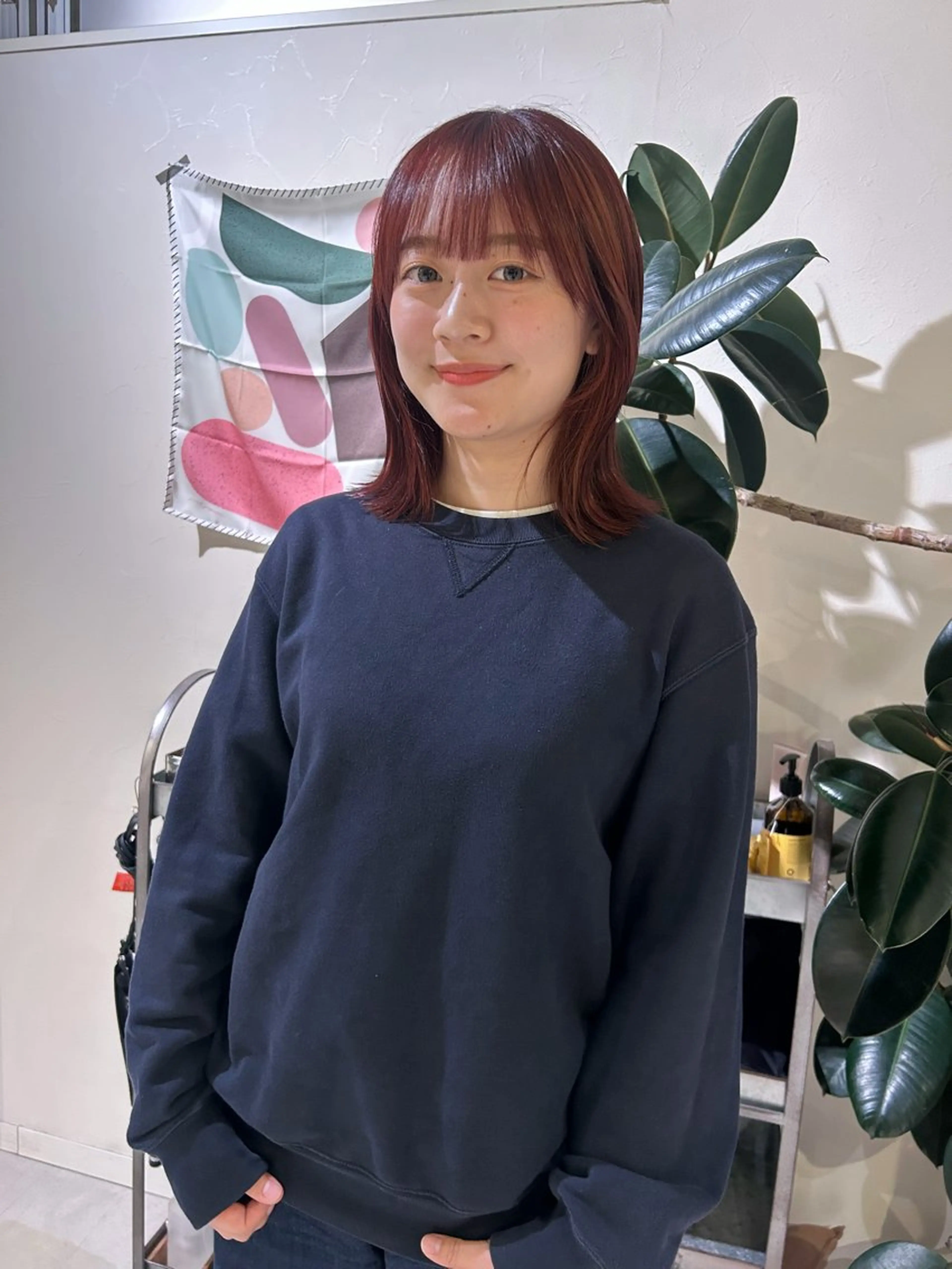 ミディアム ヘアカラー トリートメント レイヤーカット/ツヤ 縮毛矯正/アチワのヘアスタイル